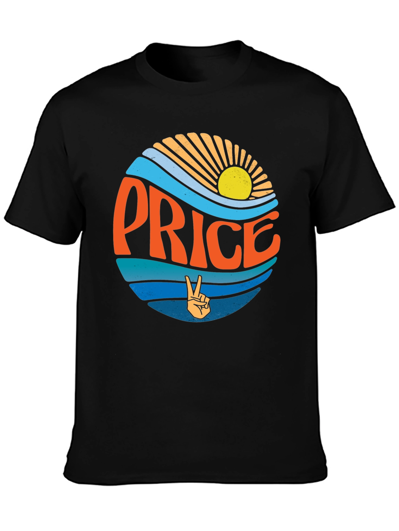 Retro Price T-Shirt - Sun Waves Peace Sign