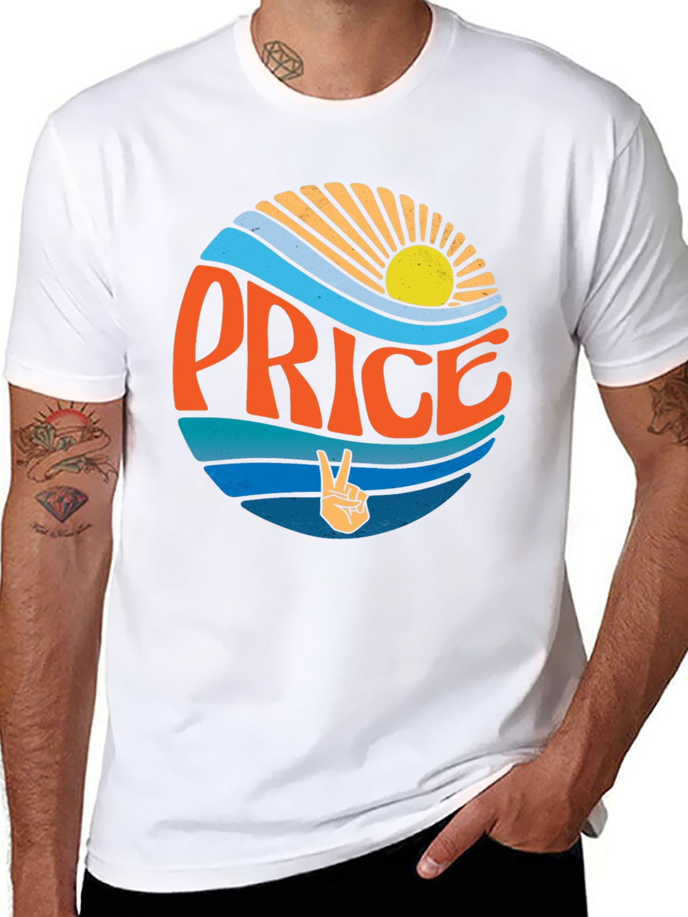 Retro Price T-Shirt - Sun Waves Peace Sign