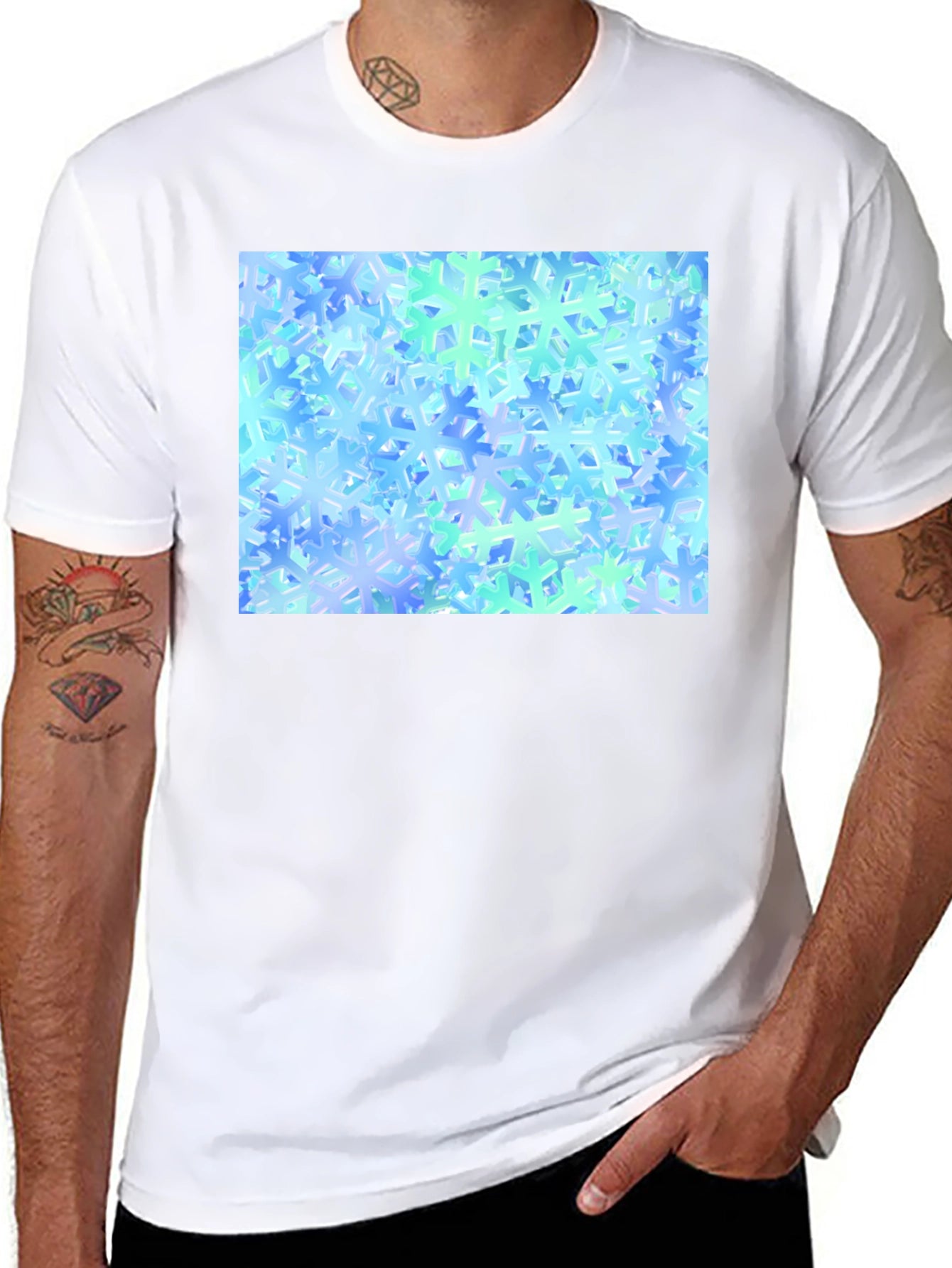 Snowflake Pattern Black T-Shirt