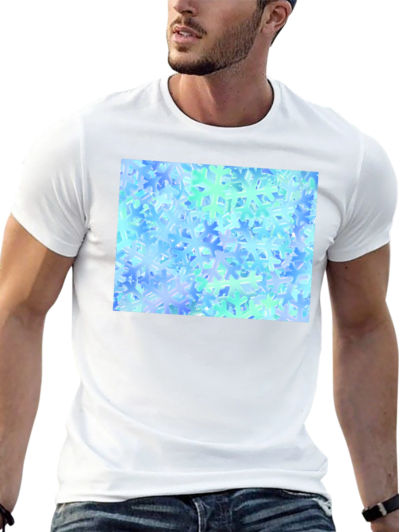 Snowflake Pattern Black T-Shirt