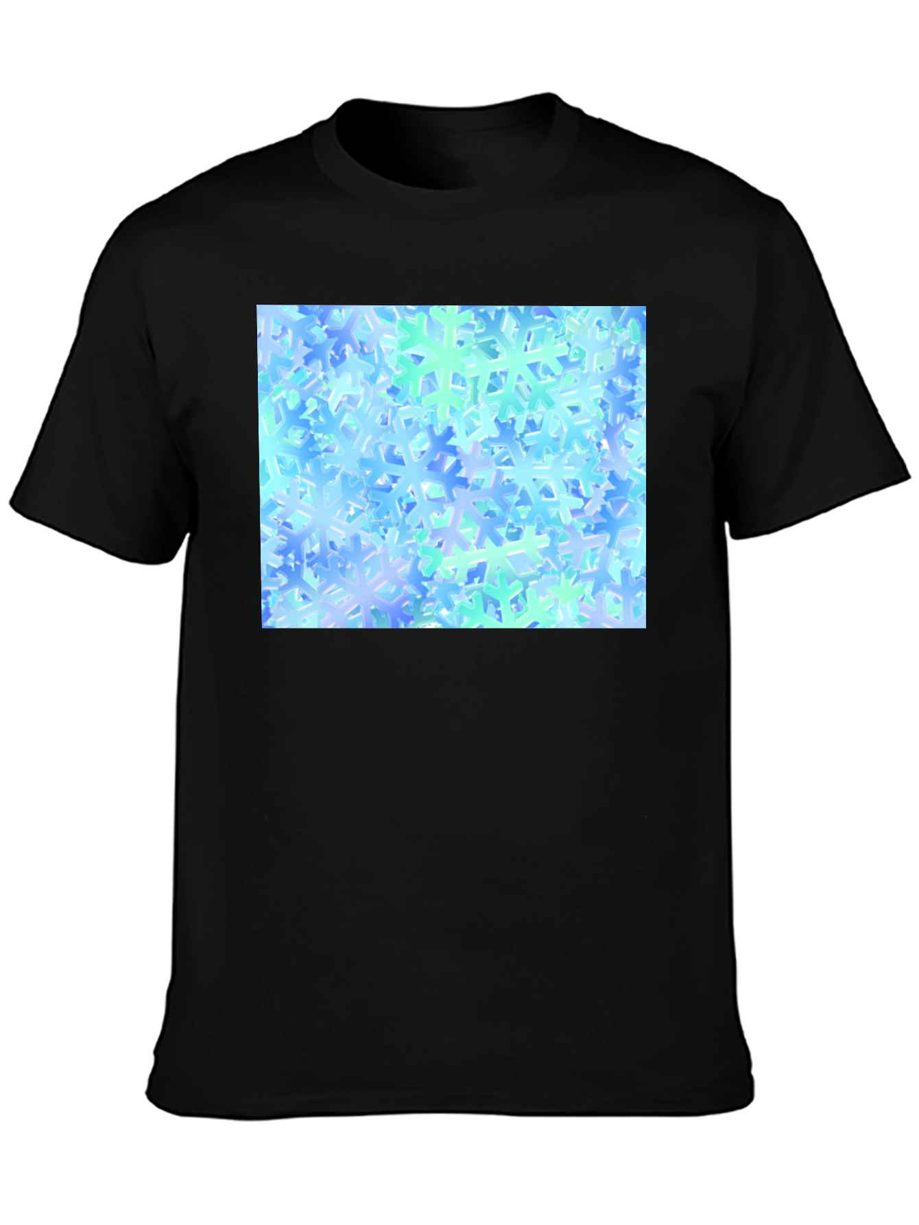 Snowflake Pattern Black T-Shirt