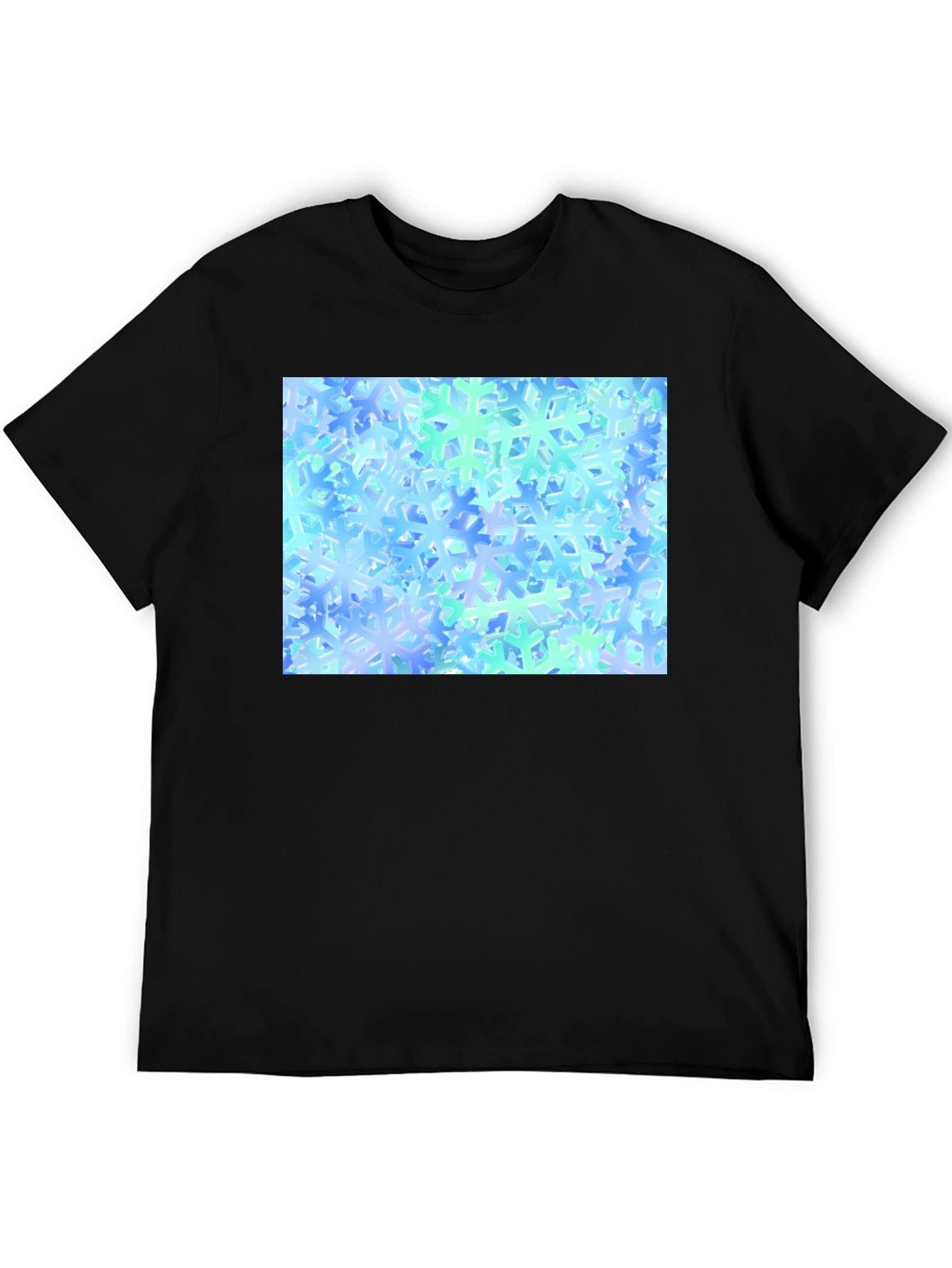 Snowflake Pattern Black T-Shirt