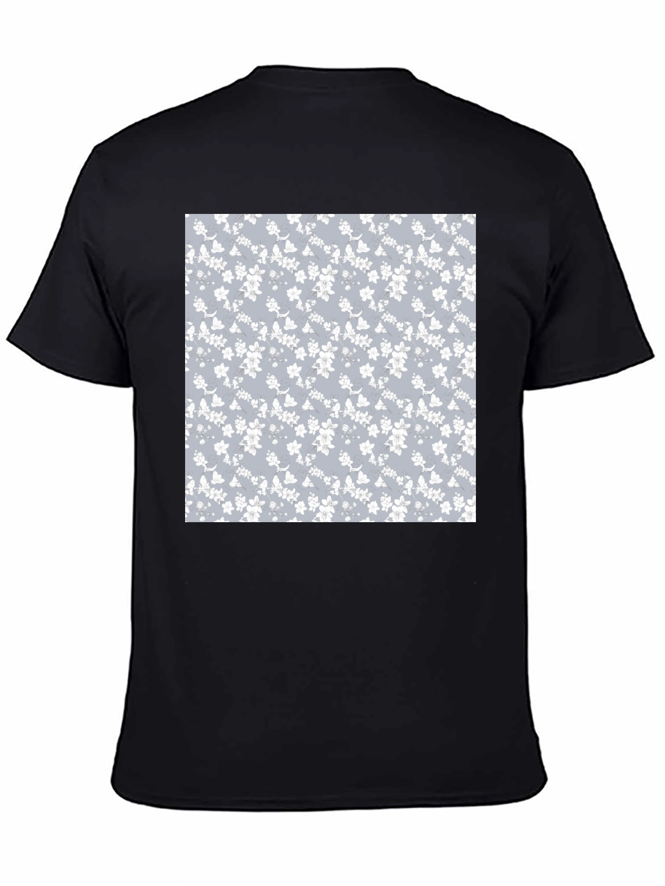 Floral Pattern T-Shirt - Black Cotton Blend