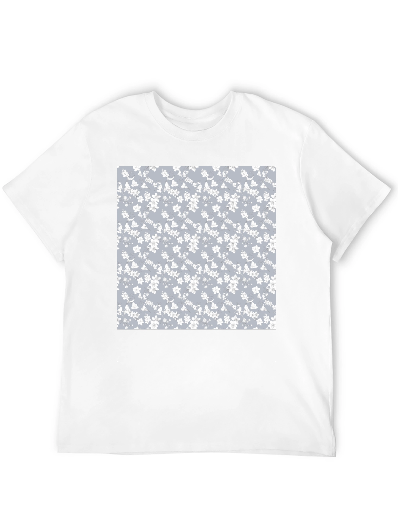 Floral Pattern T-Shirt - Black Cotton Blend