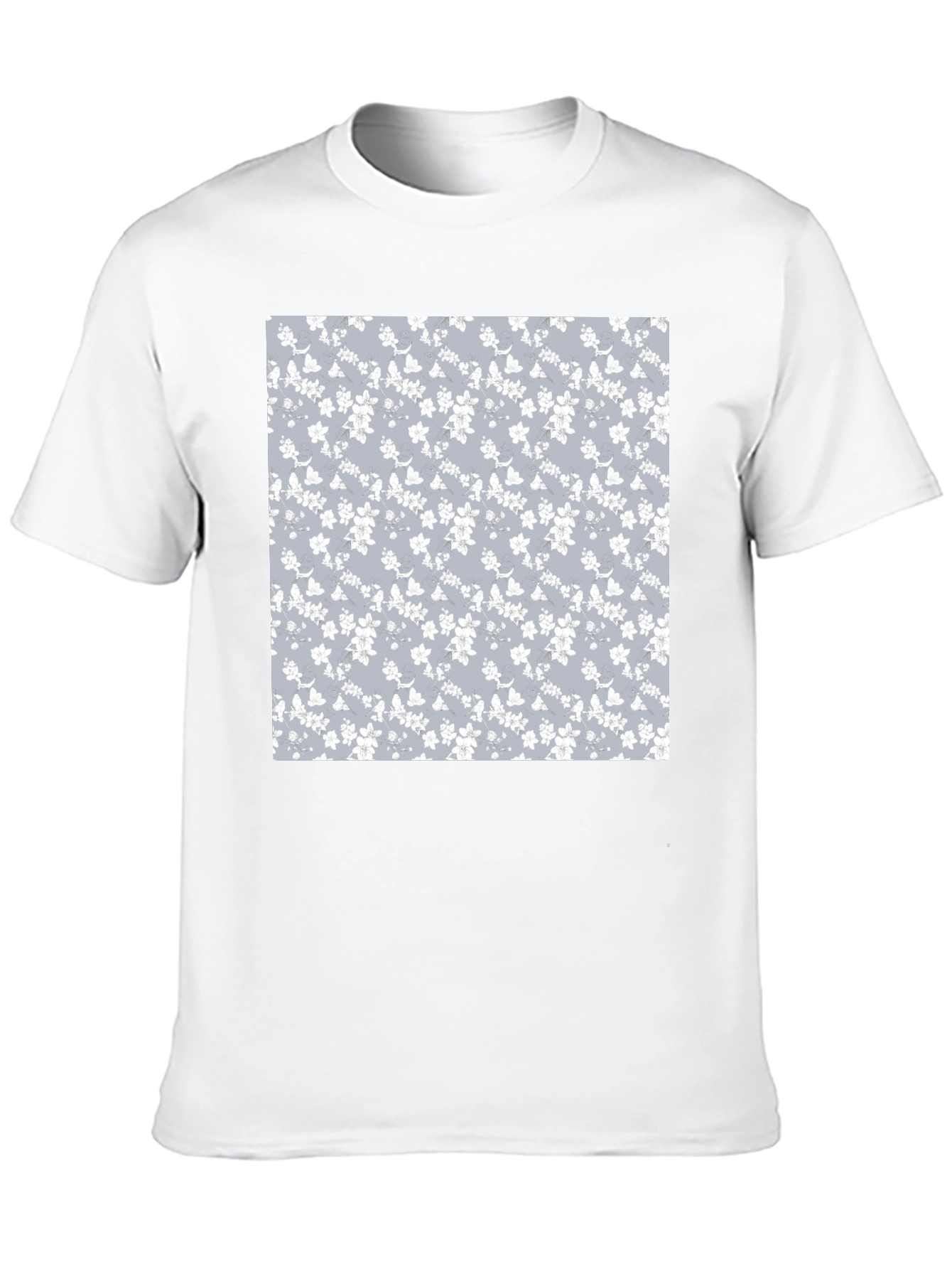 Floral Pattern T-Shirt - Black Cotton Blend