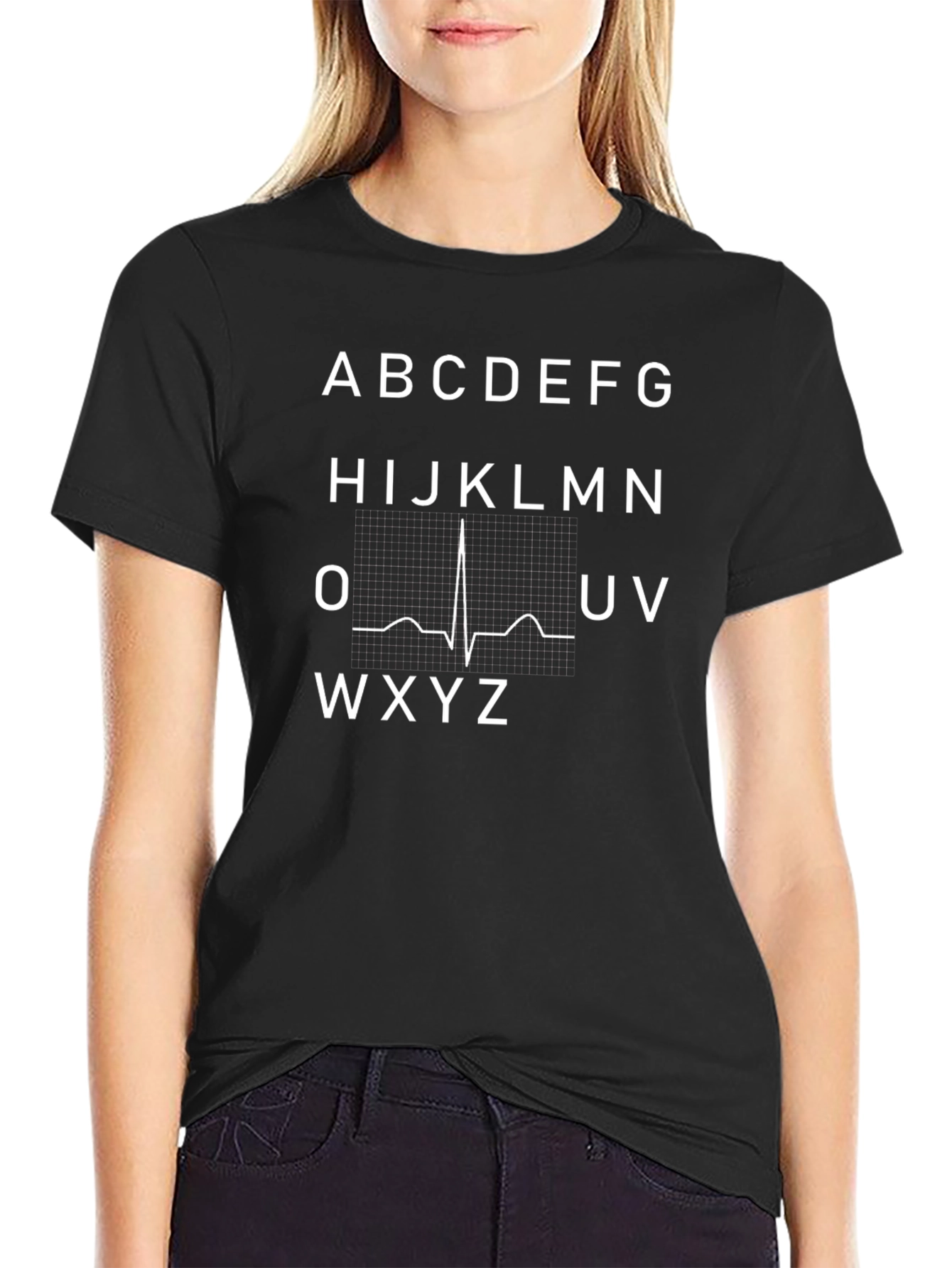ECG Alphabet Black T-Shirt - Medical Fun