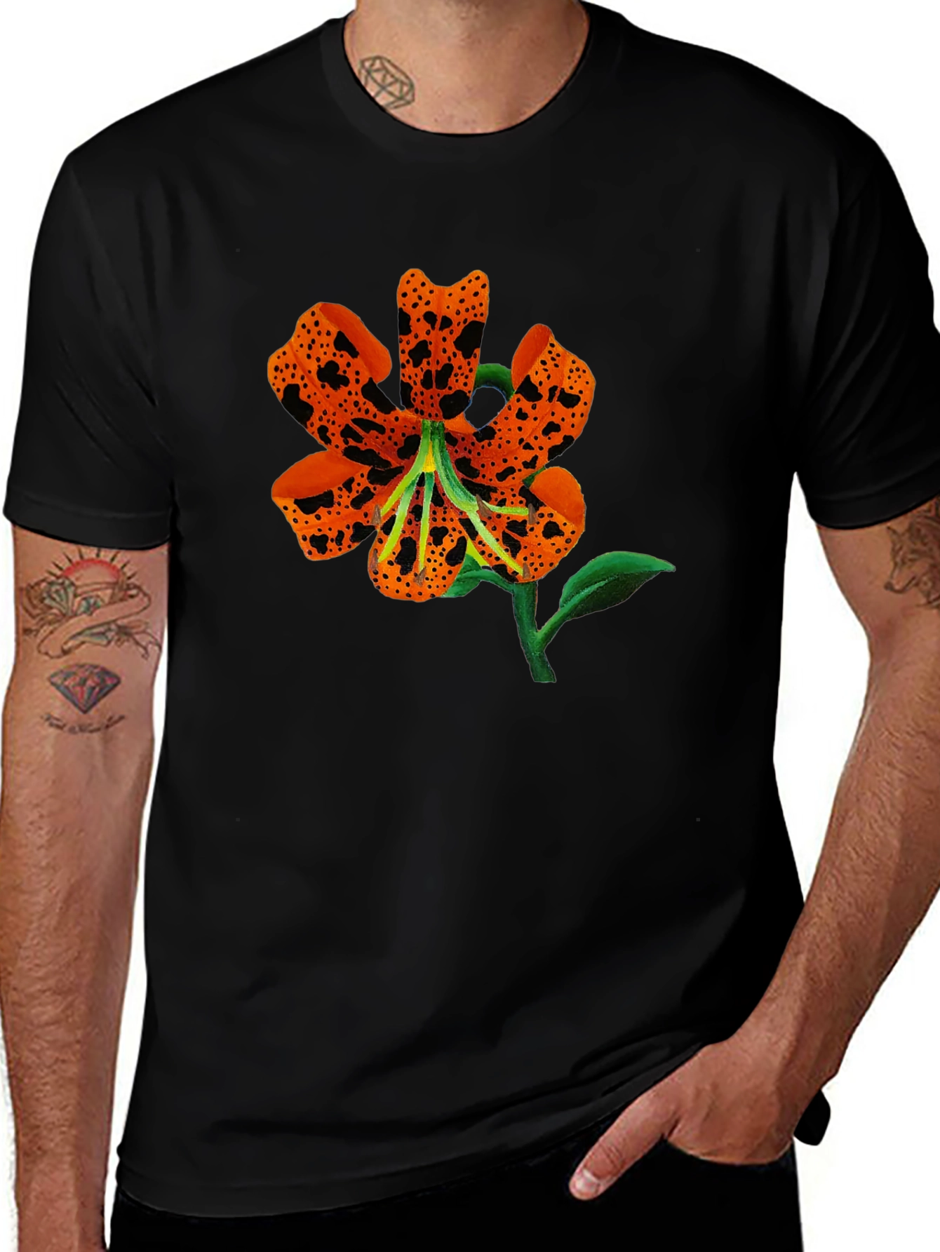 Tiger Lily Graphic Black T-Shirt