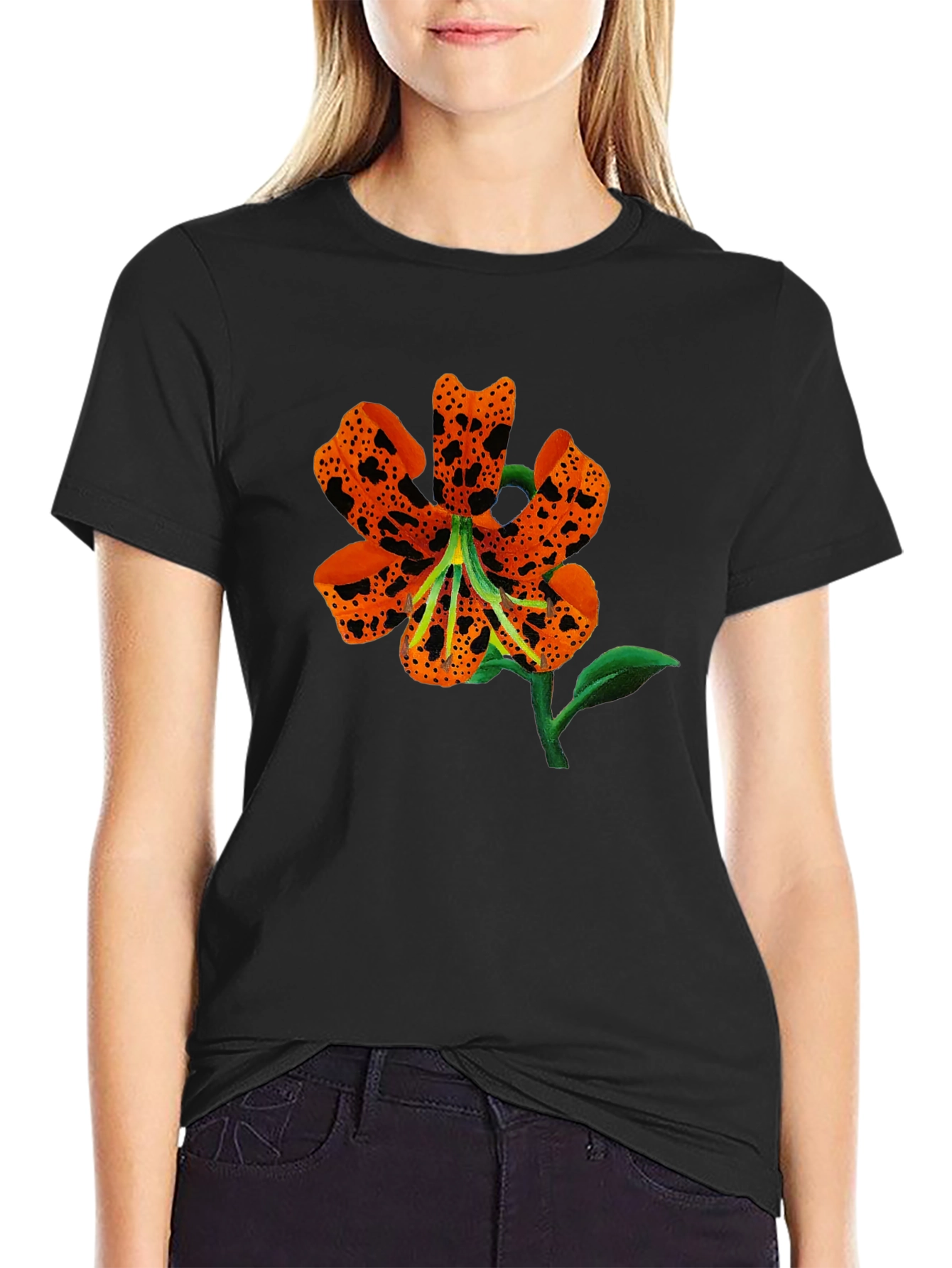 Tiger Lily Graphic Black T-Shirt