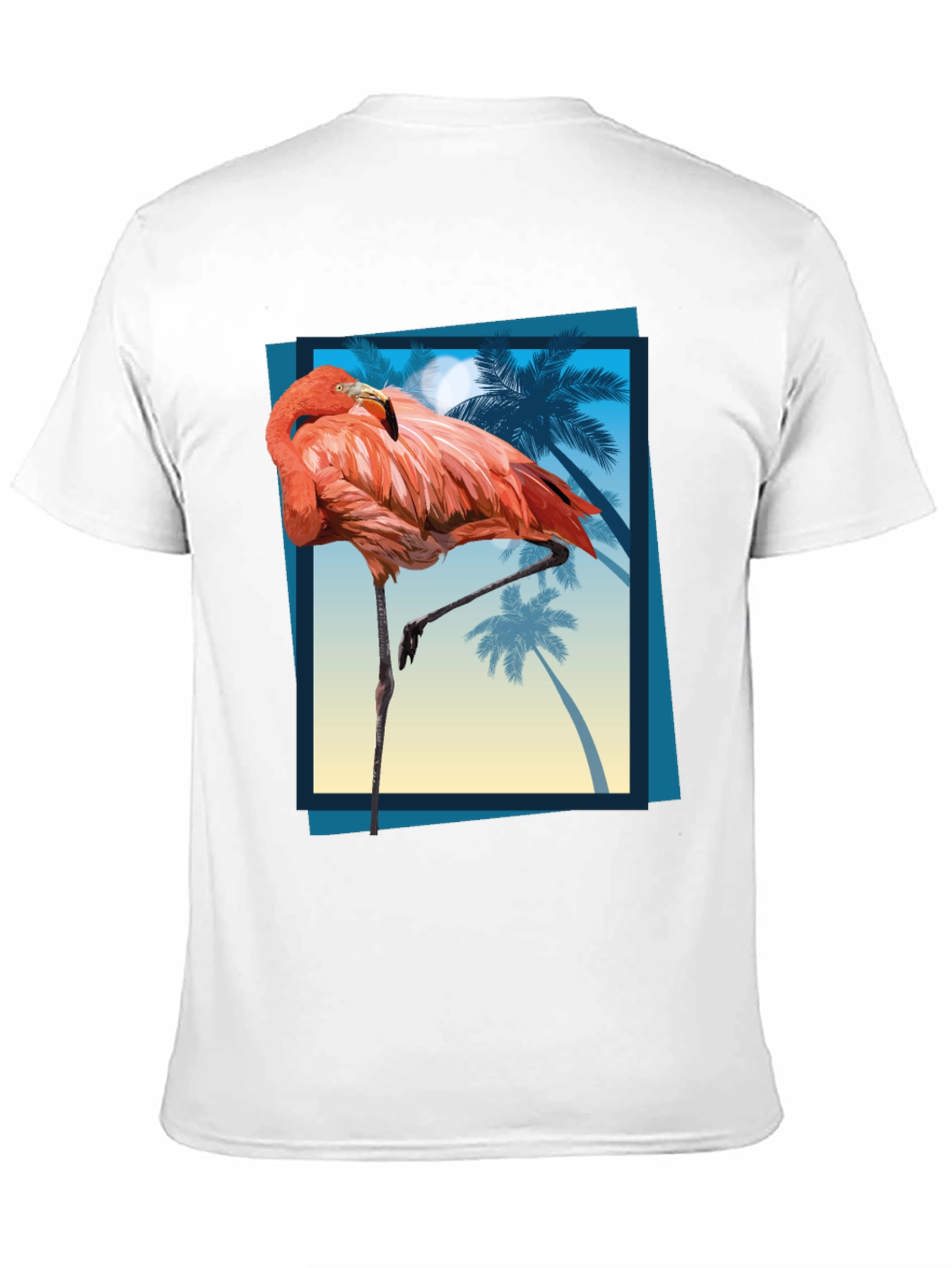 Tropical Flamingo Graphic Tee - Mens Black T-Shirt