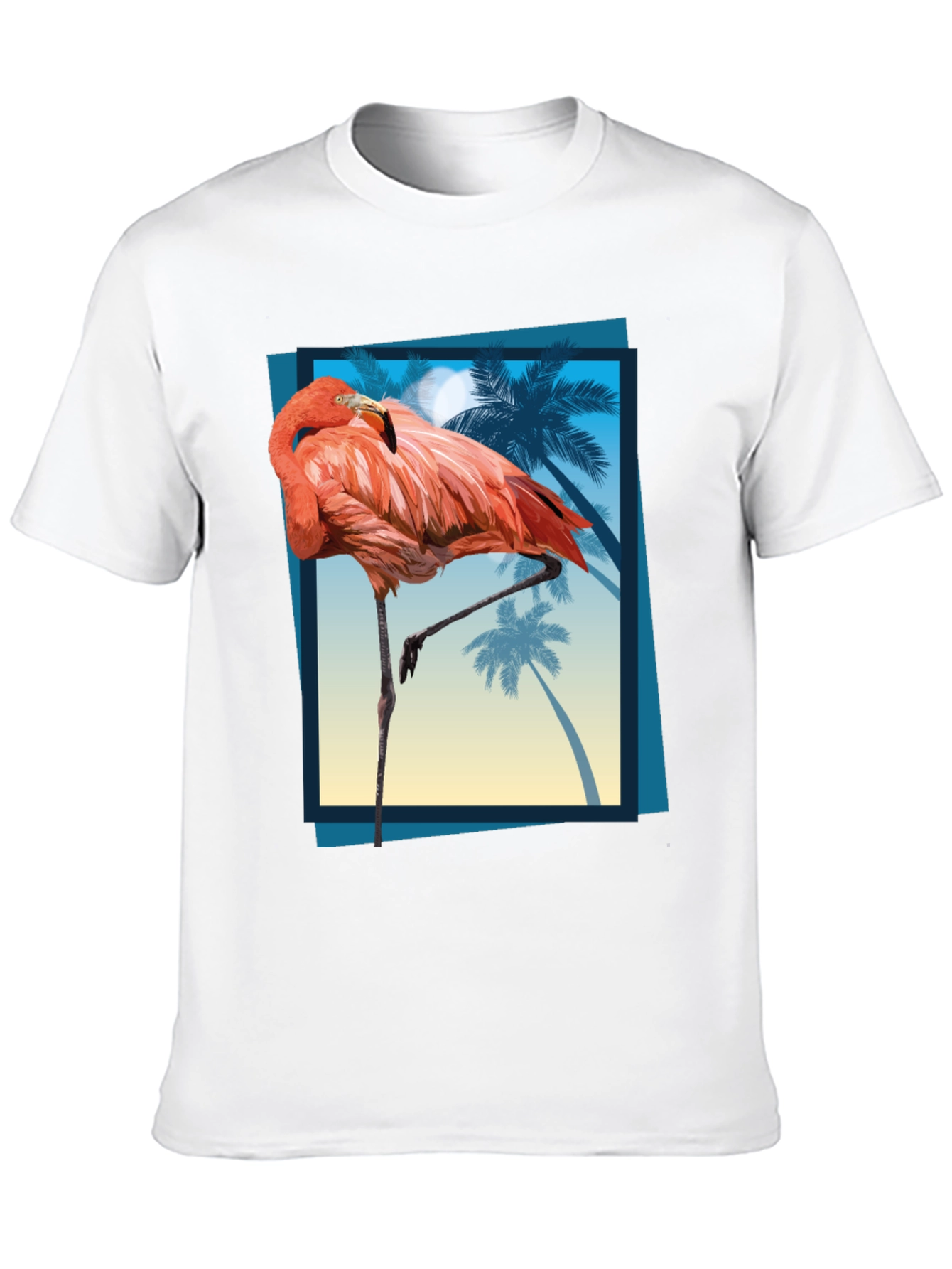 Tropical Flamingo Graphic Tee - Mens Black T-Shirt
