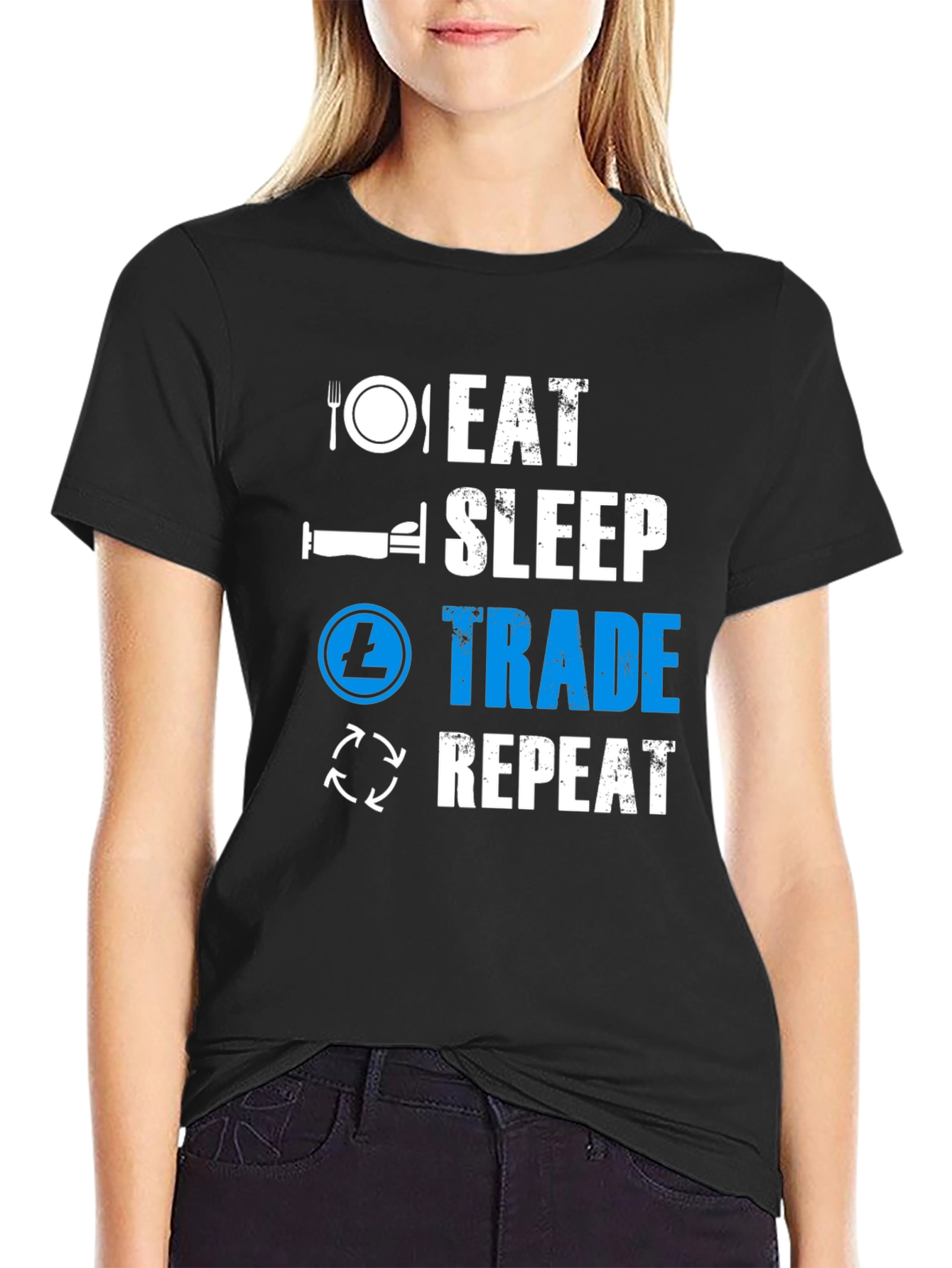 Eat Sleep Trade Repeat Black T-Shirt