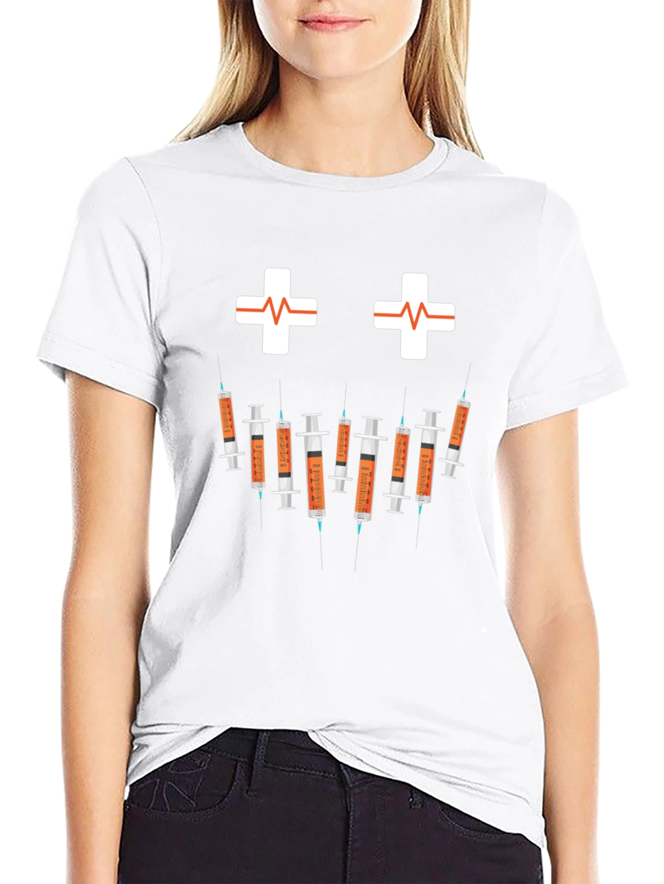 Humorous Nurse/Doctor Syringe Graphic T-Shirt