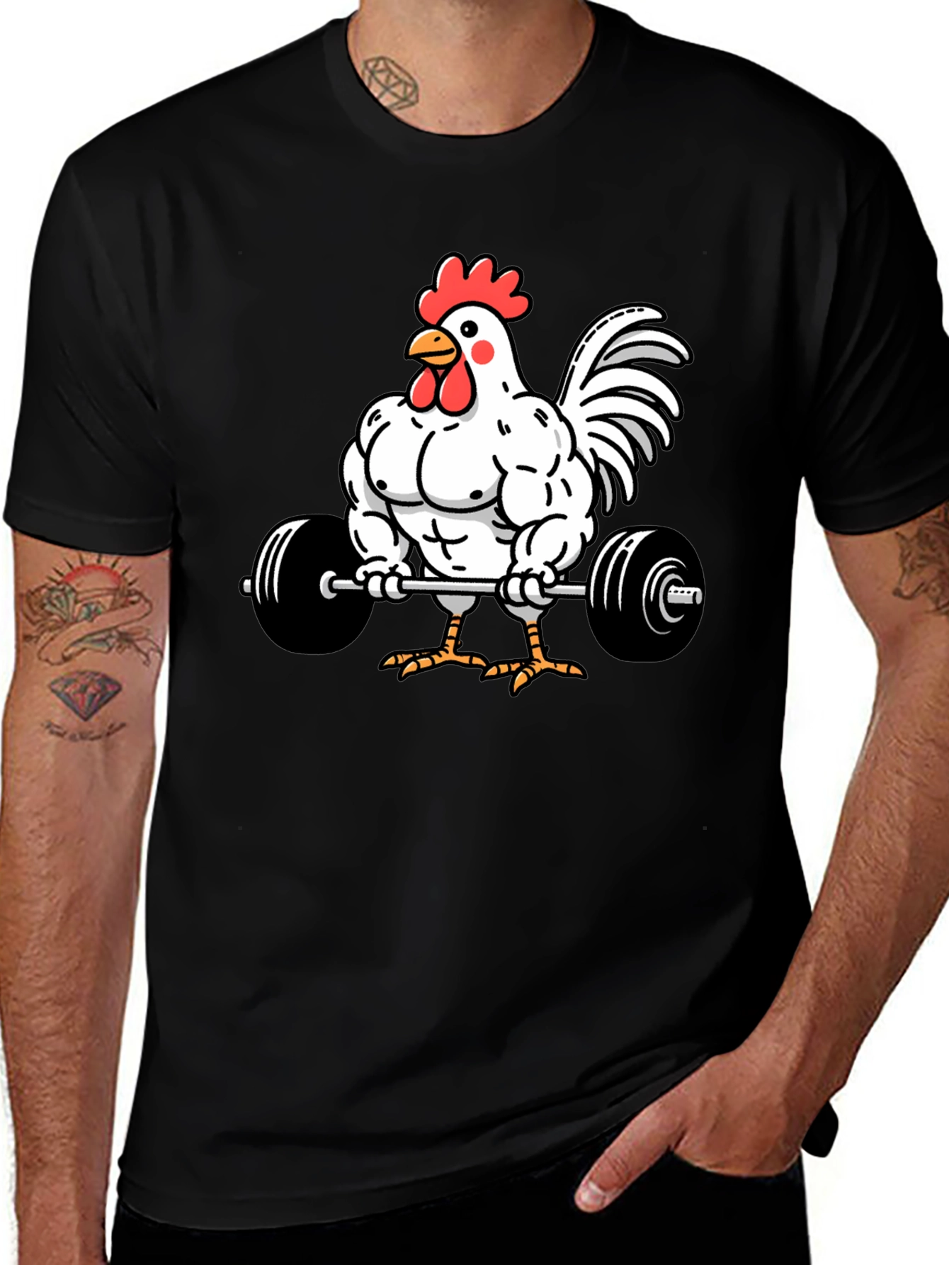 Funny Chicken Gym Black T-Shirt