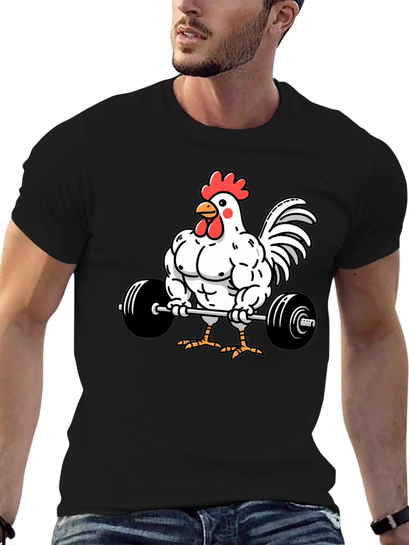 Funny Chicken Gym Black T-Shirt