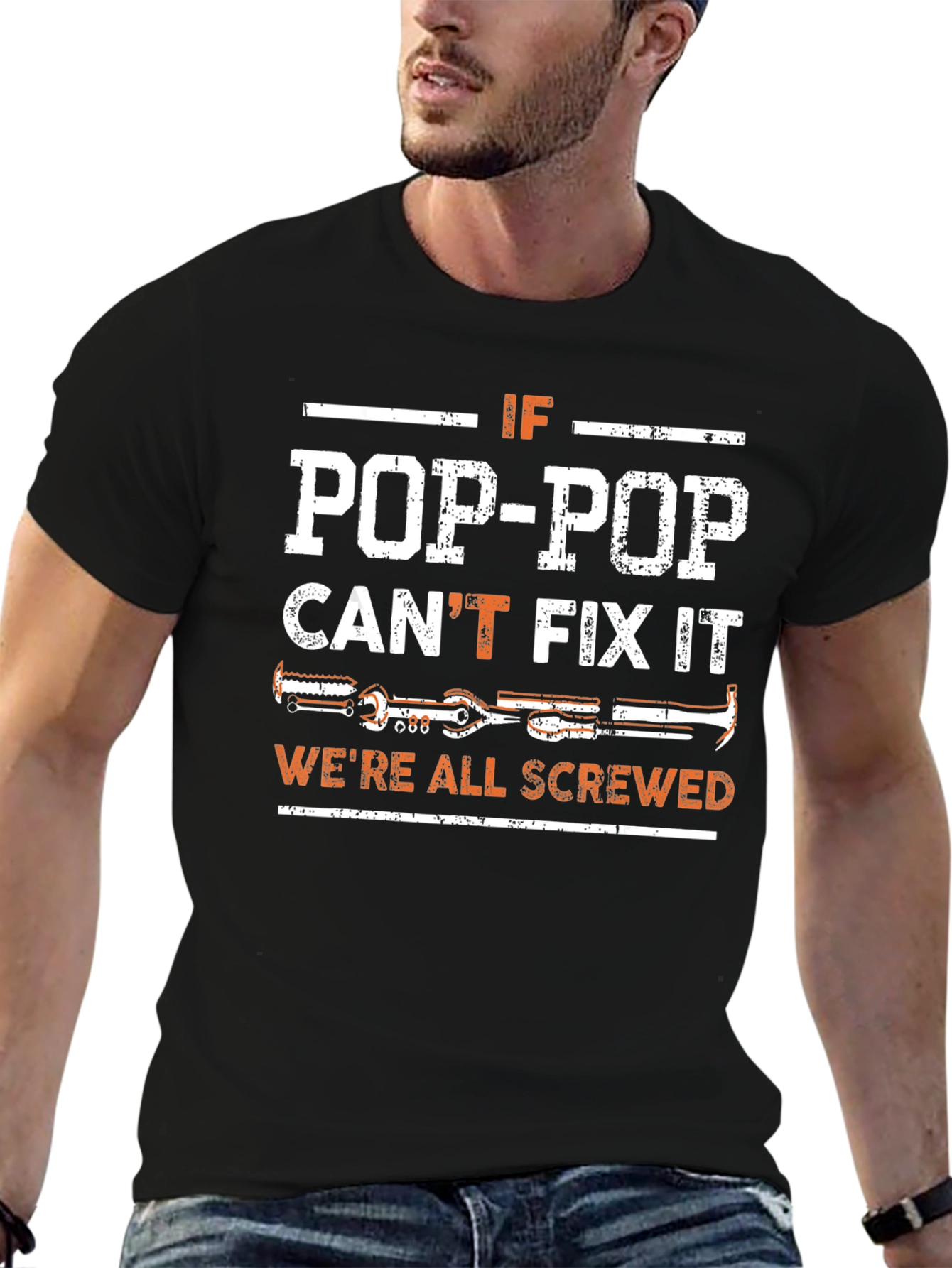 Pop-Pop Can Fix It T-Shirt - Black