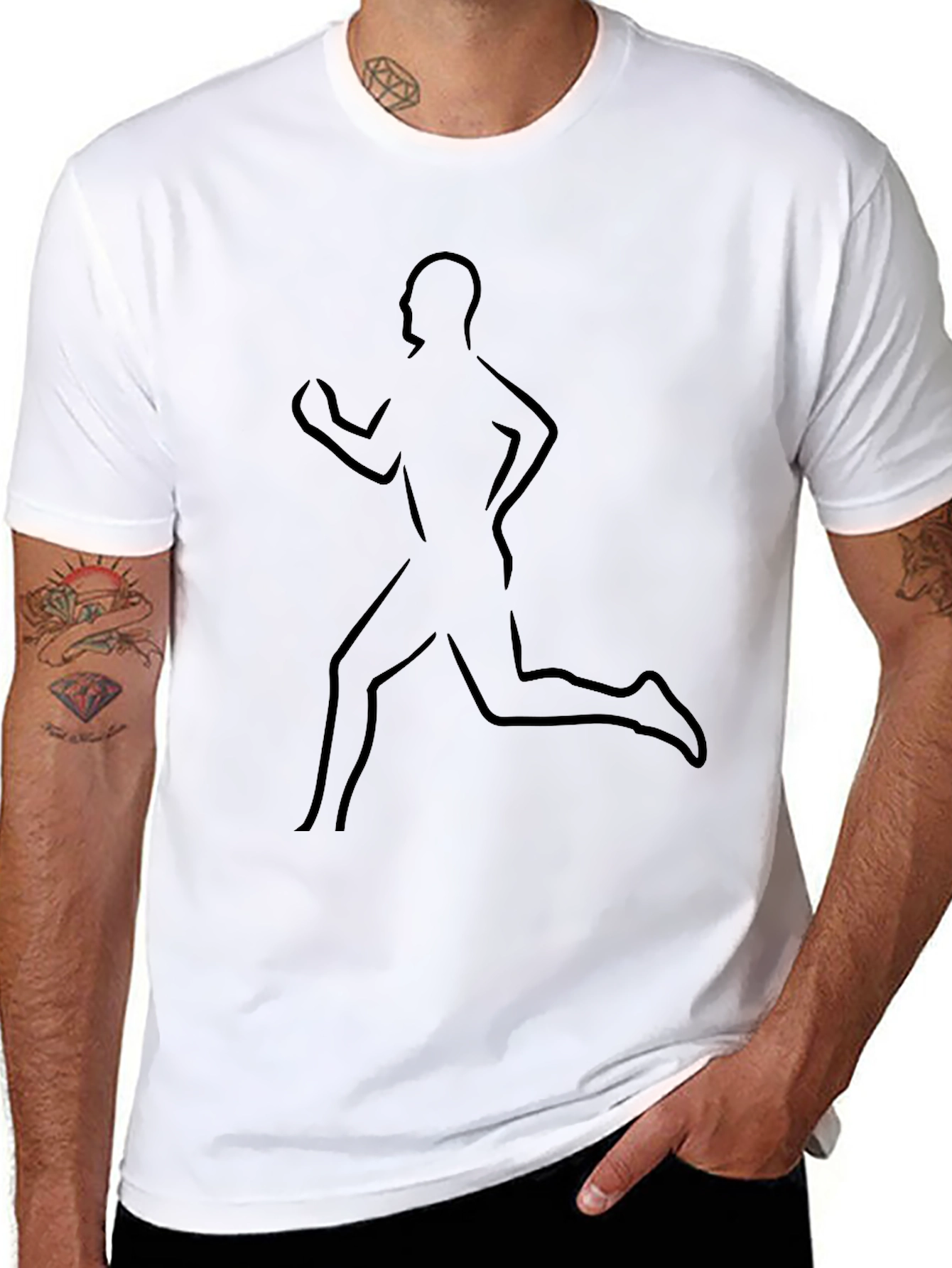 Running Man Graphic Tee - Sleek Black Cotton T-Shirt