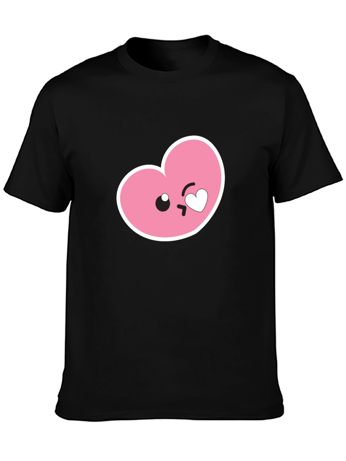Cute Heart Emoji Graphic Black T-Shirt