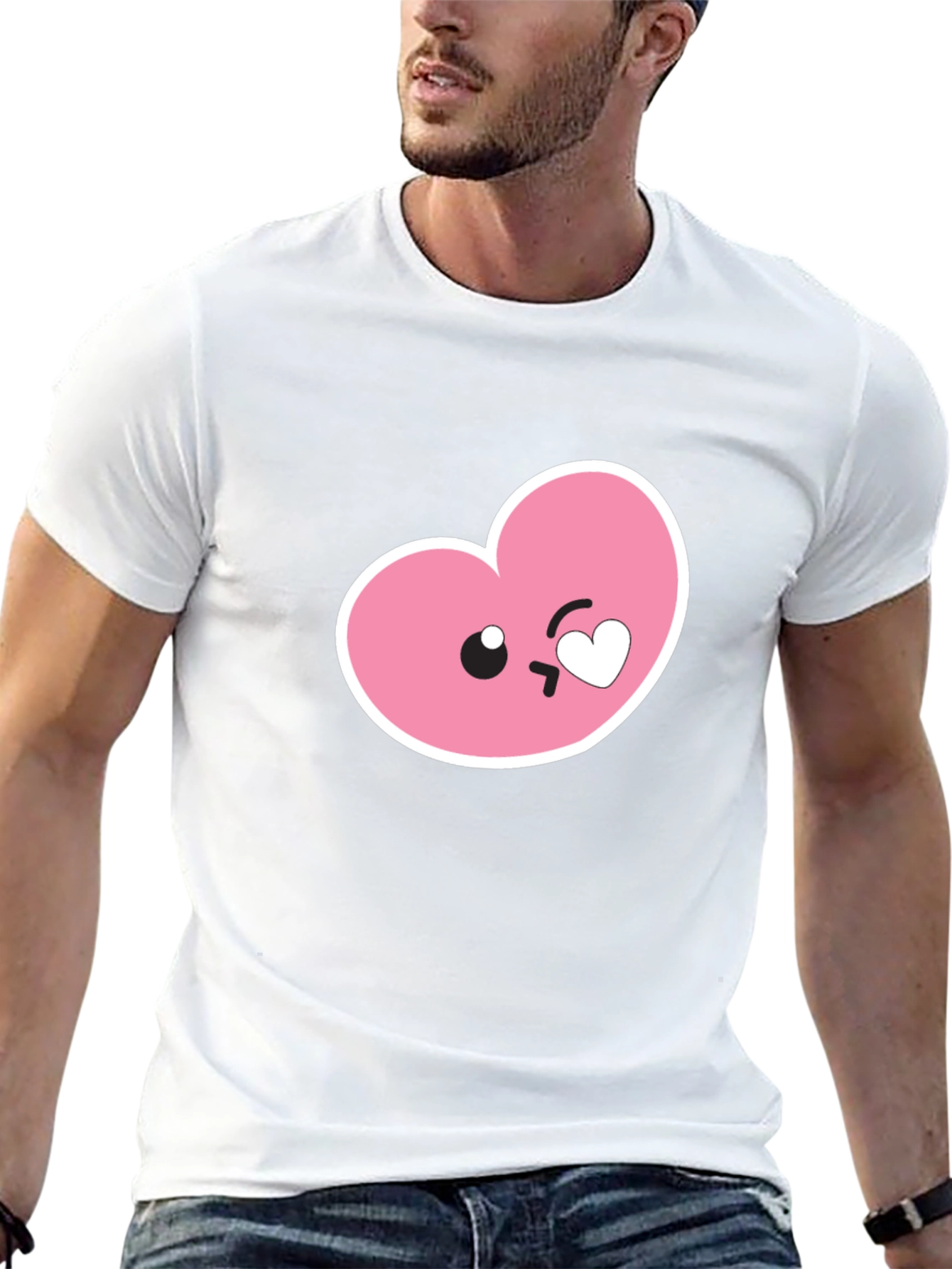 Cute Heart Emoji Graphic Black T-Shirt
