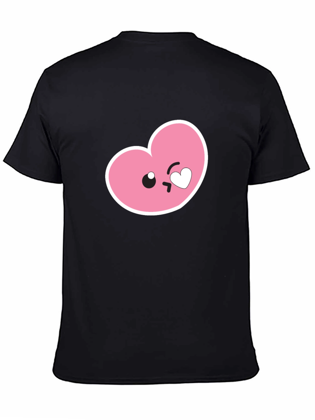 Cute Heart Emoji Graphic Black T-Shirt