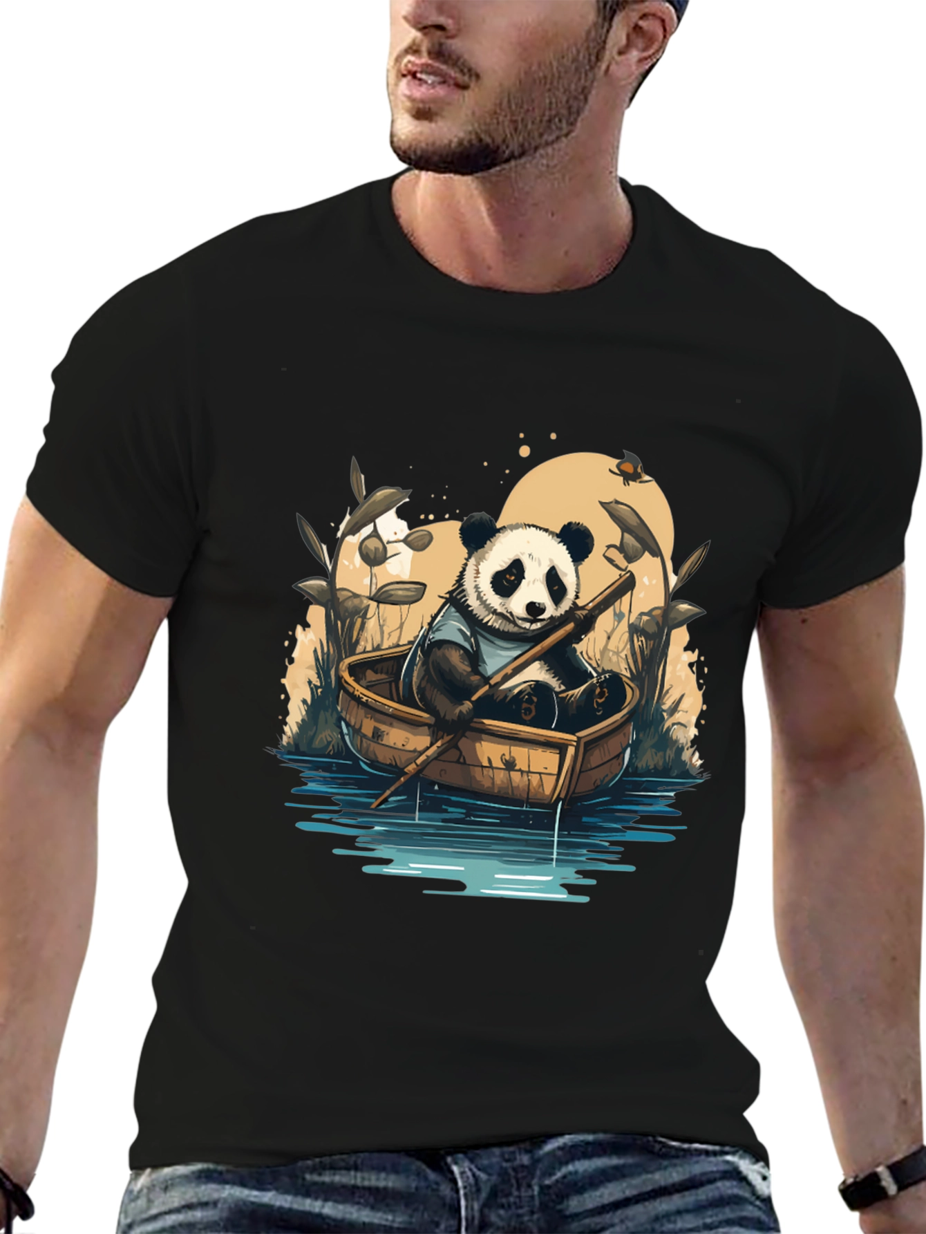 Panda Rowboat T-Shirt - Whimsical Graphic Tee