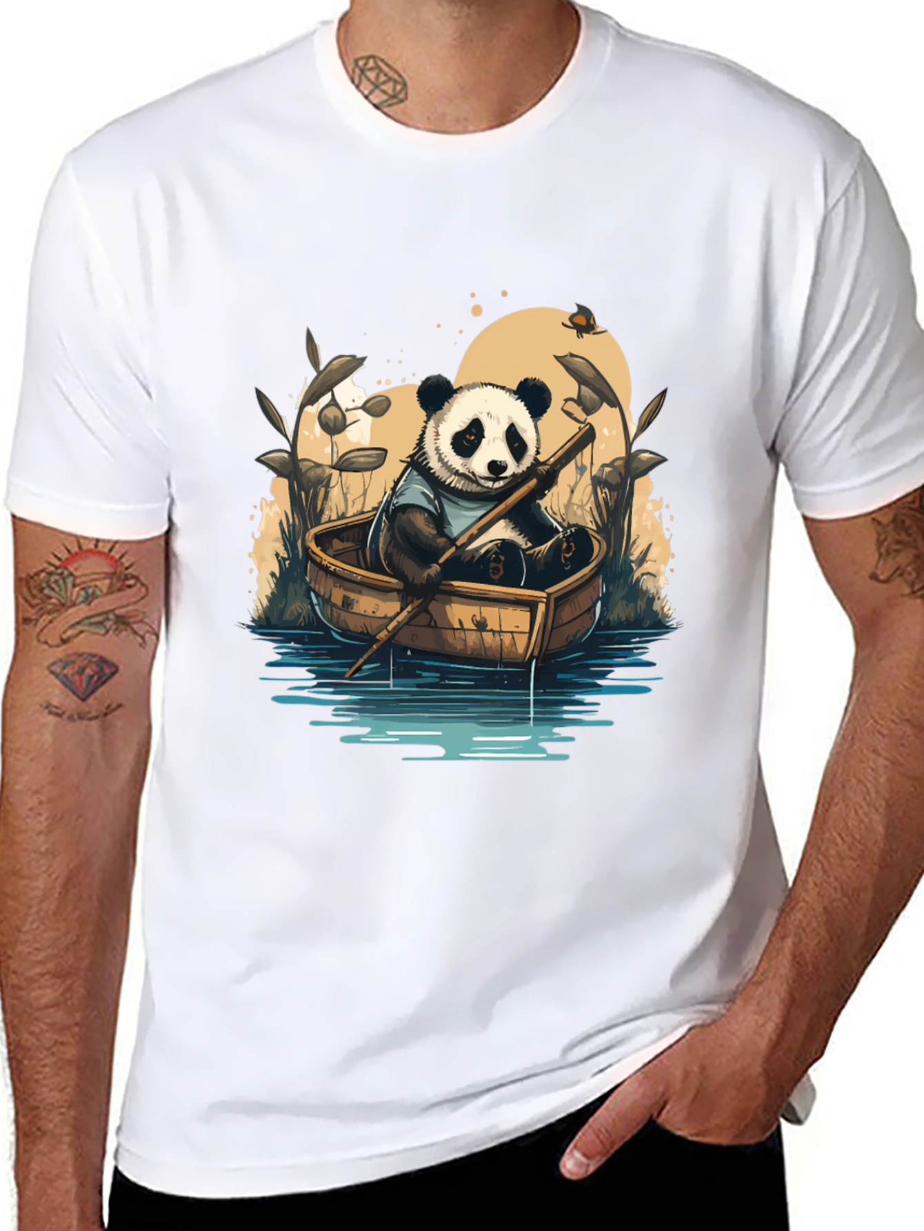 Panda Rowboat T-Shirt - Whimsical Graphic Tee