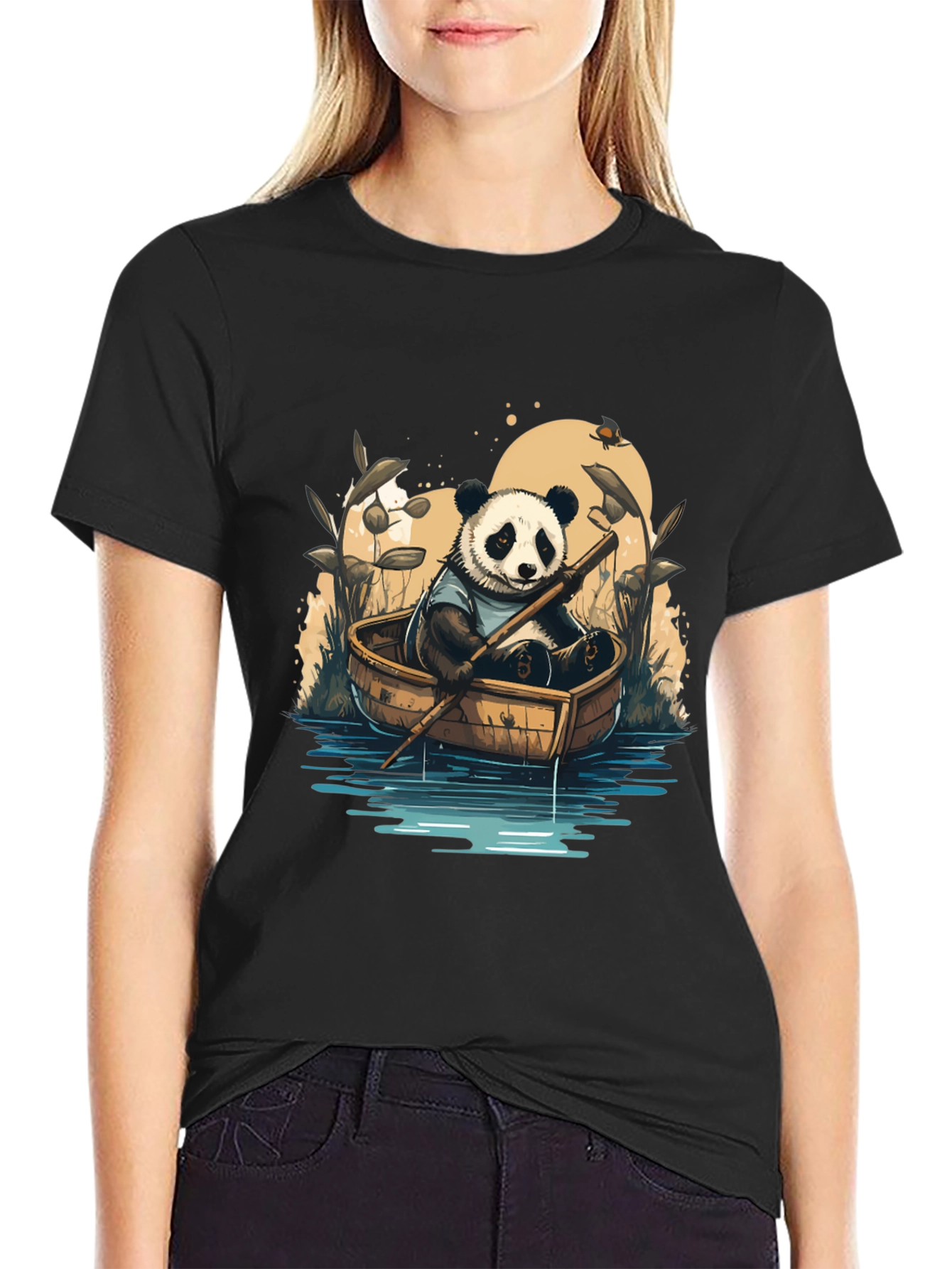Panda Rowboat T-Shirt - Whimsical Graphic Tee