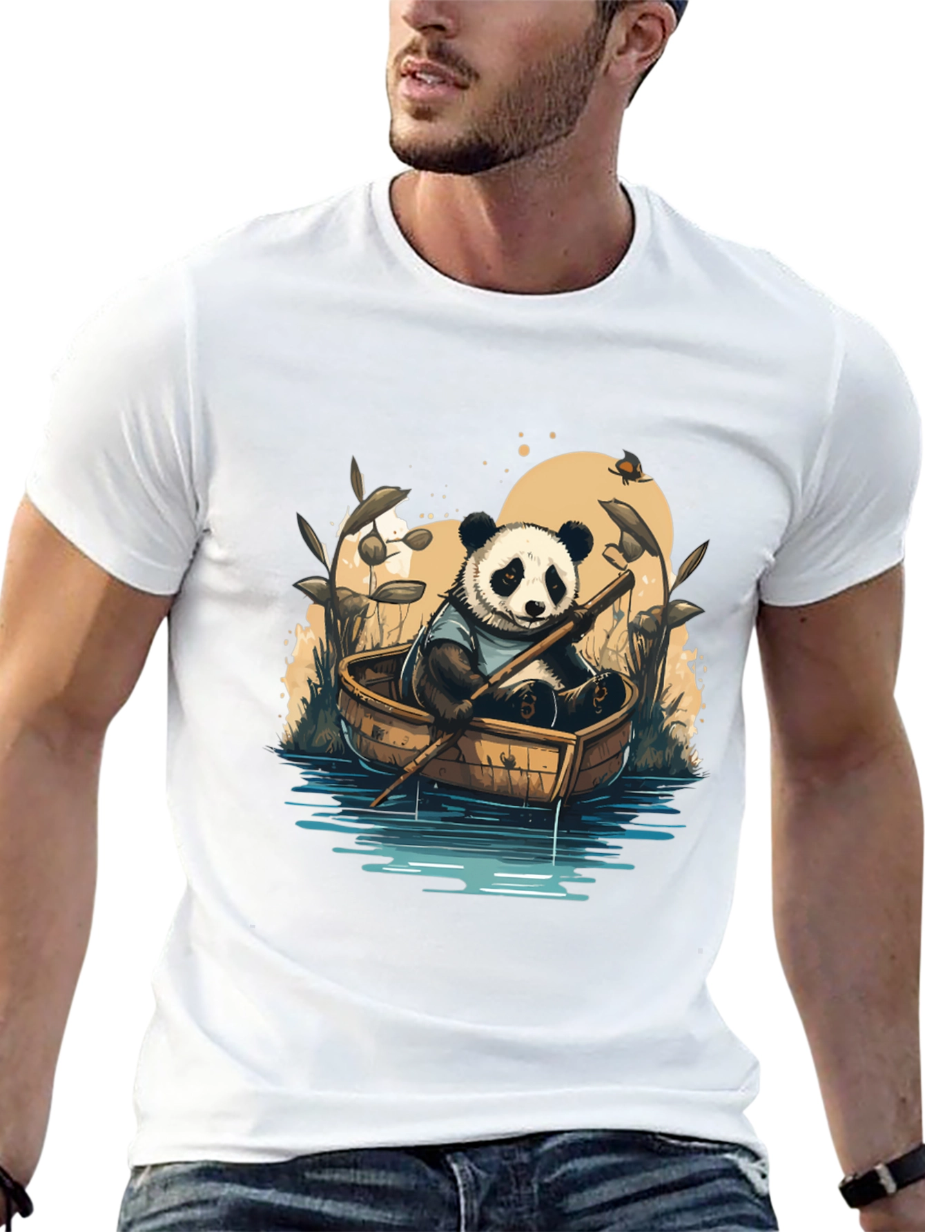 Panda Rowboat T-Shirt - Whimsical Graphic Tee