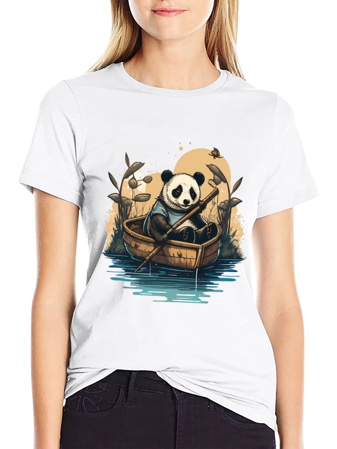 Panda Rowboat T-Shirt - Whimsical Graphic Tee