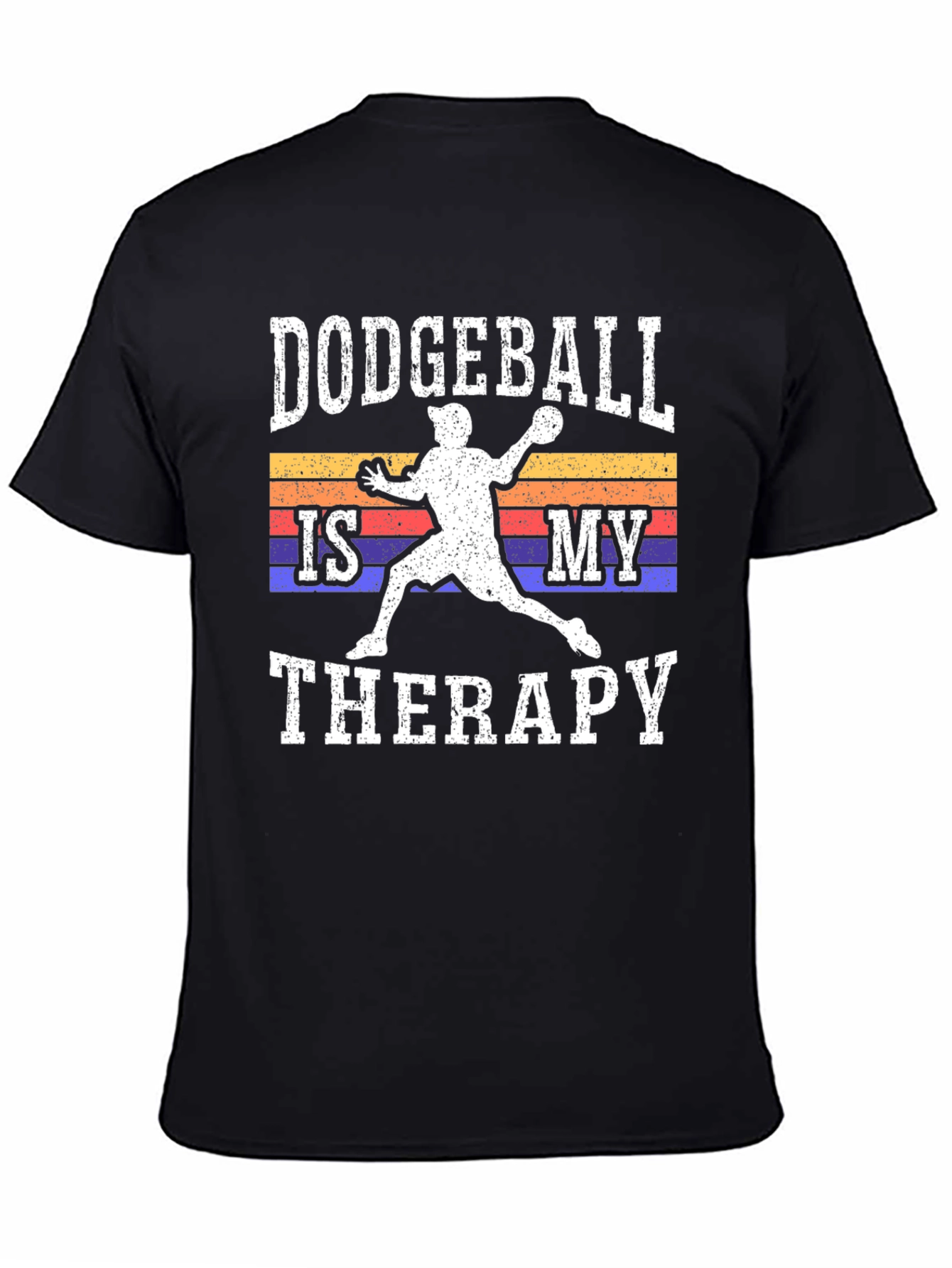 Dodgeball Therapy Graphic Tee - Black Cotton T-Shirt