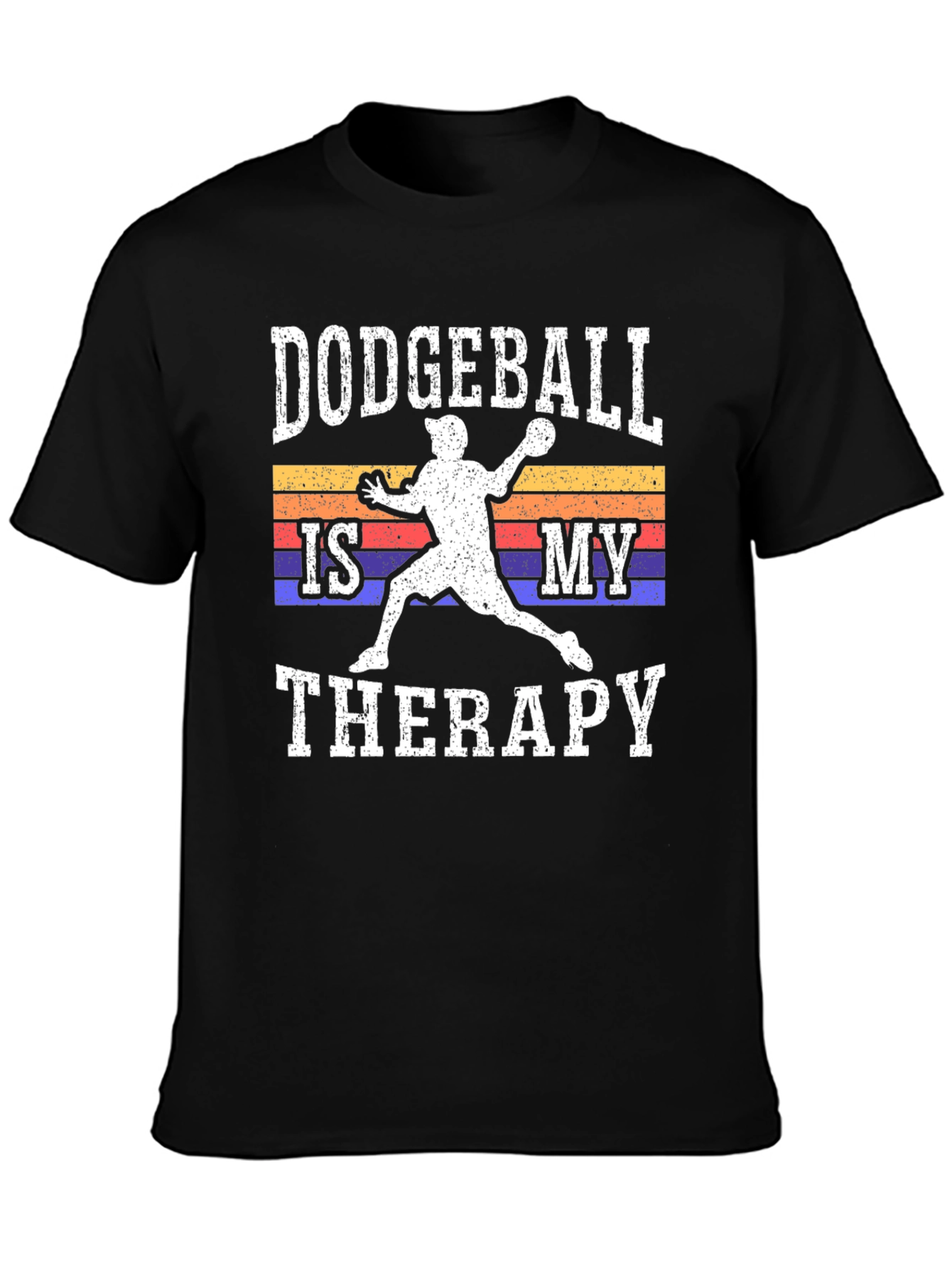 Dodgeball Therapy Graphic Tee - Black Cotton T-Shirt