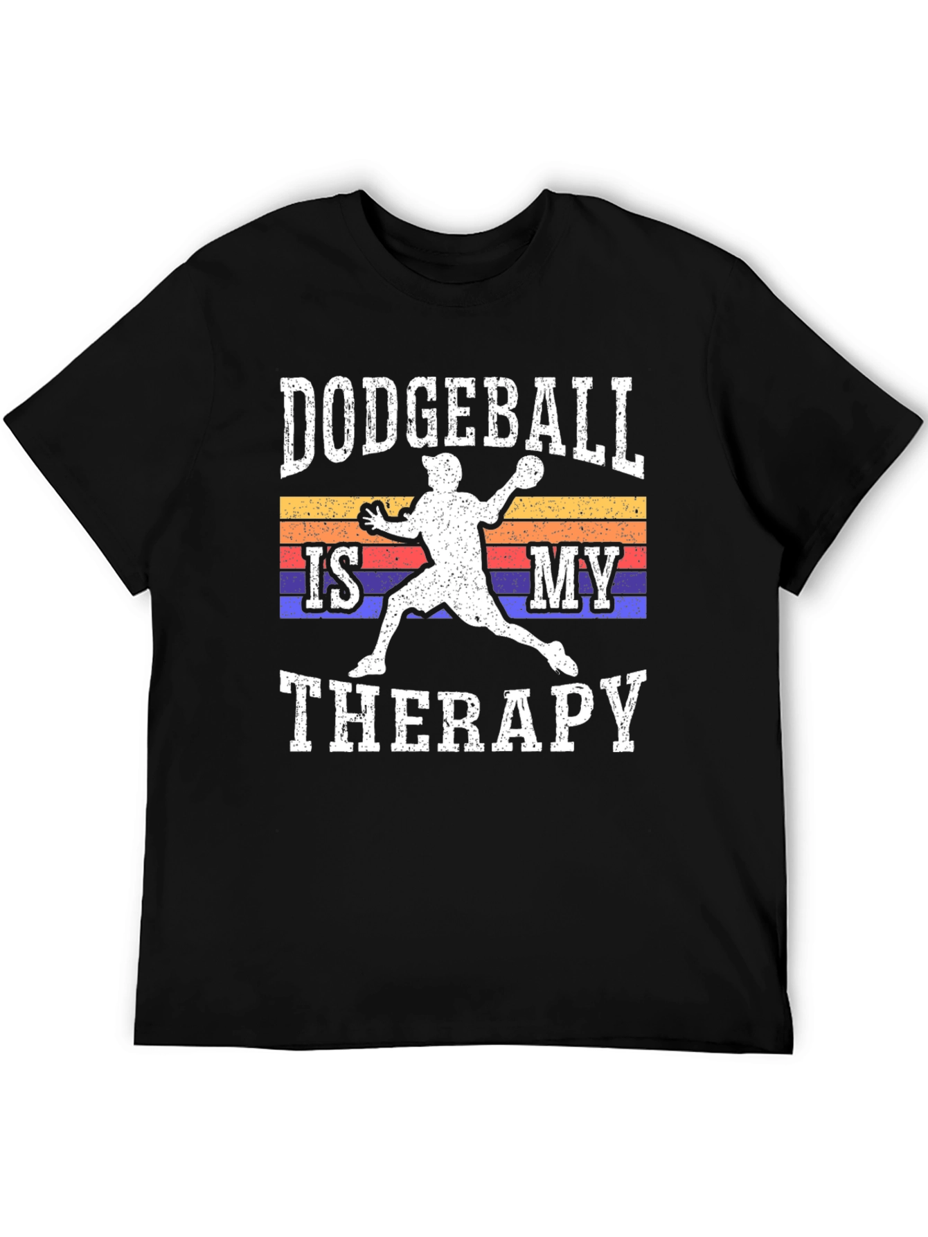 Dodgeball Therapy Graphic Tee - Black Cotton T-Shirt