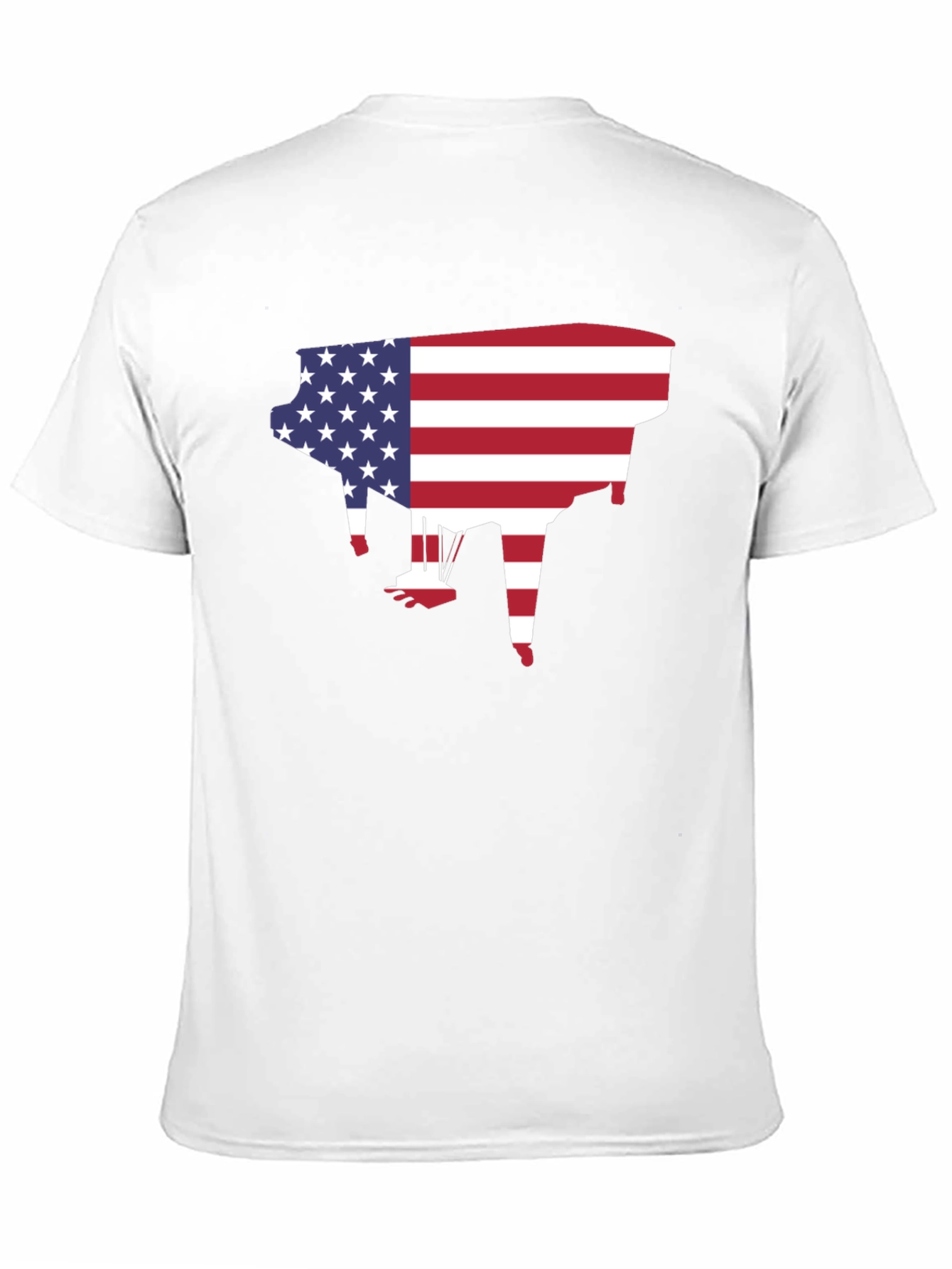 American Flag Piano Graphic T-Shirt