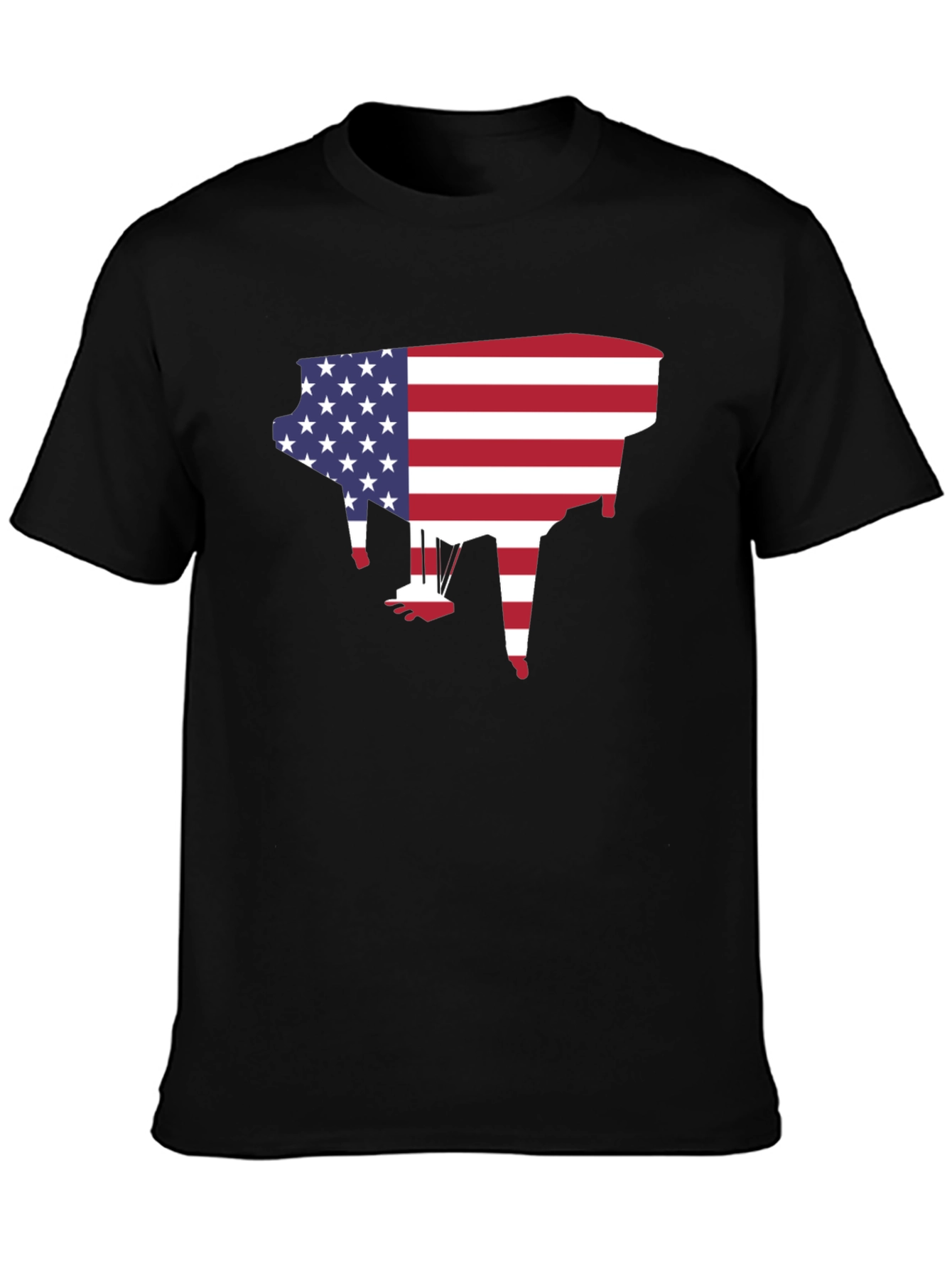 American Flag Piano Graphic T-Shirt