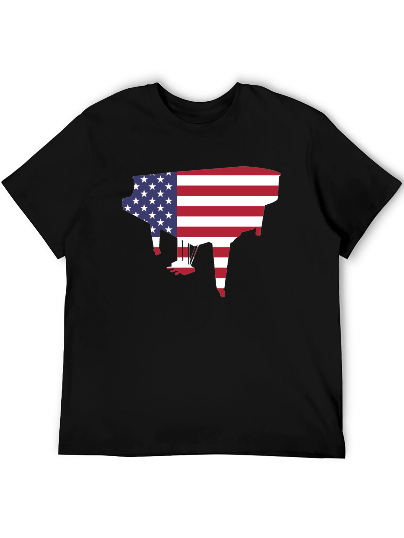 American Flag Piano Graphic T-Shirt