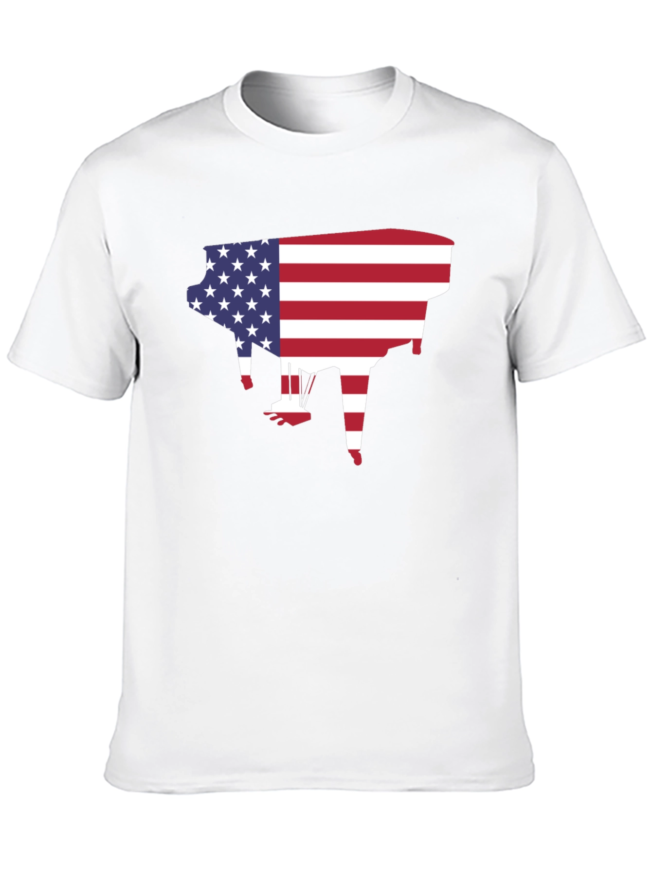 American Flag Piano Graphic T-Shirt