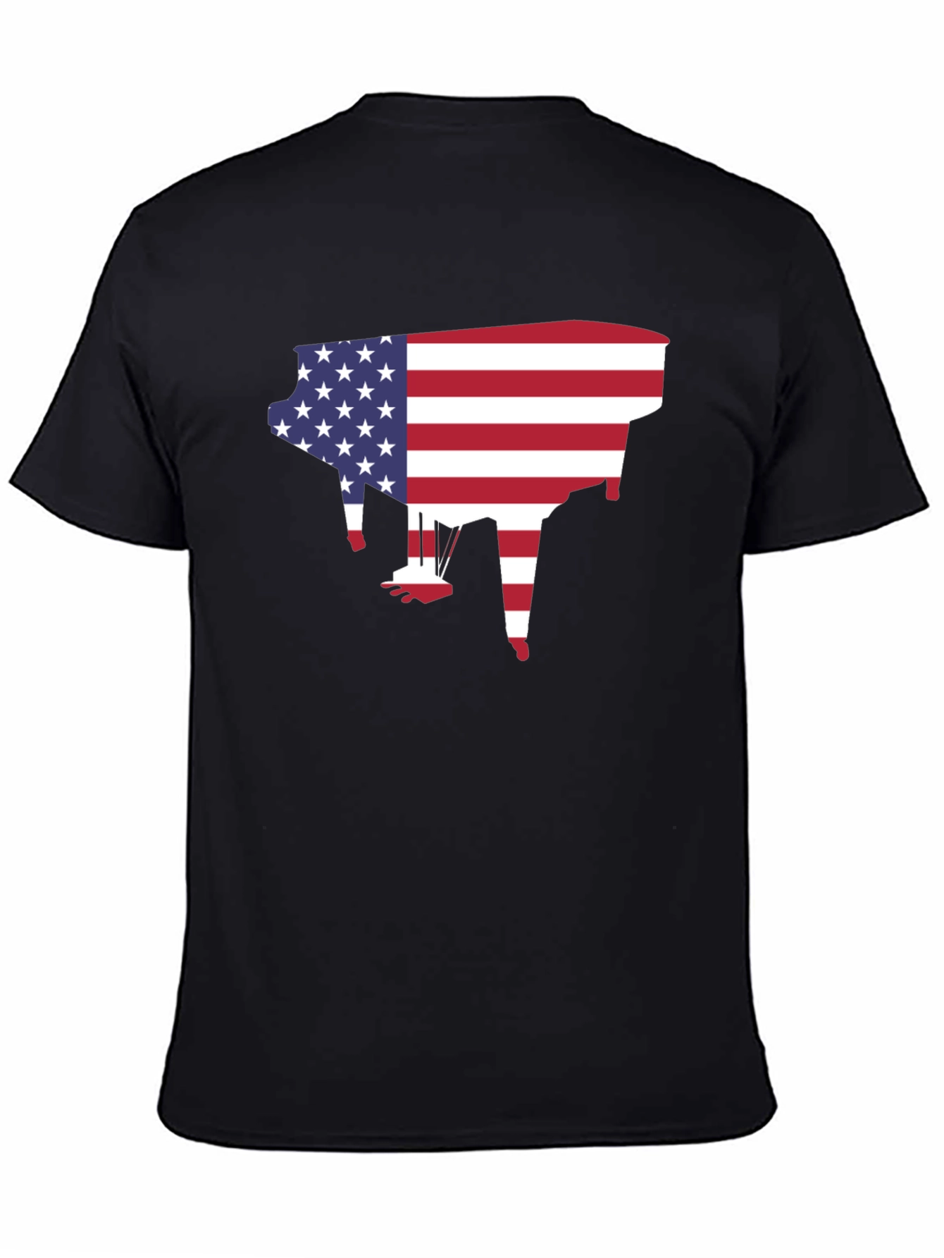 American Flag Piano Graphic T-Shirt