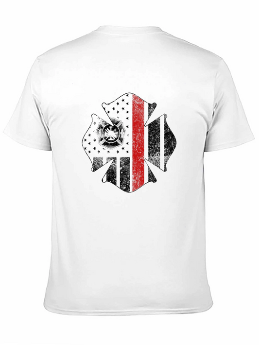Firefighter Maltese Cross Thin Red Line Graphic T-Shirt