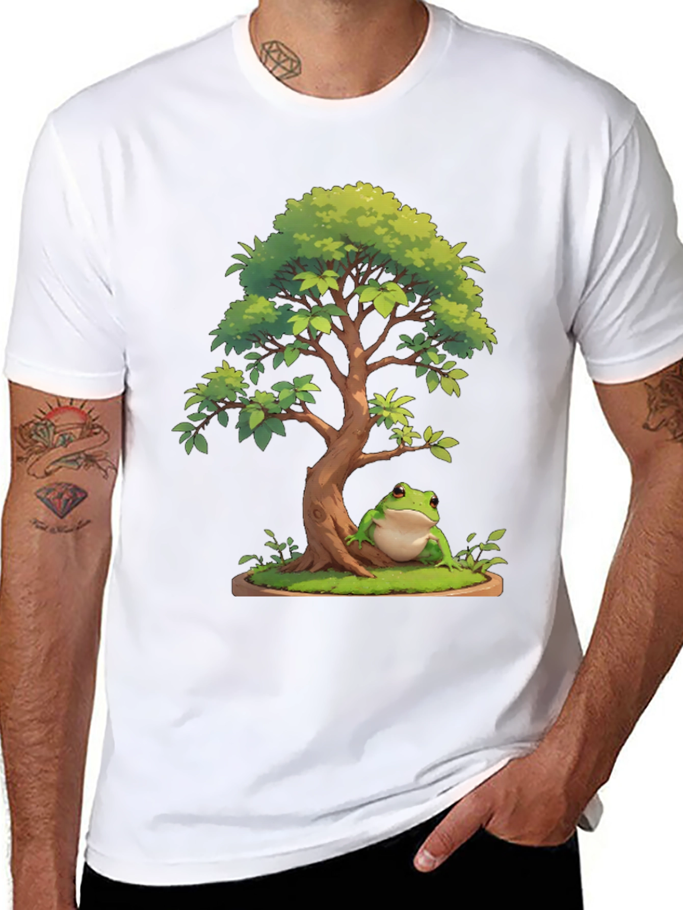 Bonsai Frog Graphic Tee - Nature Lovers T-Shirt