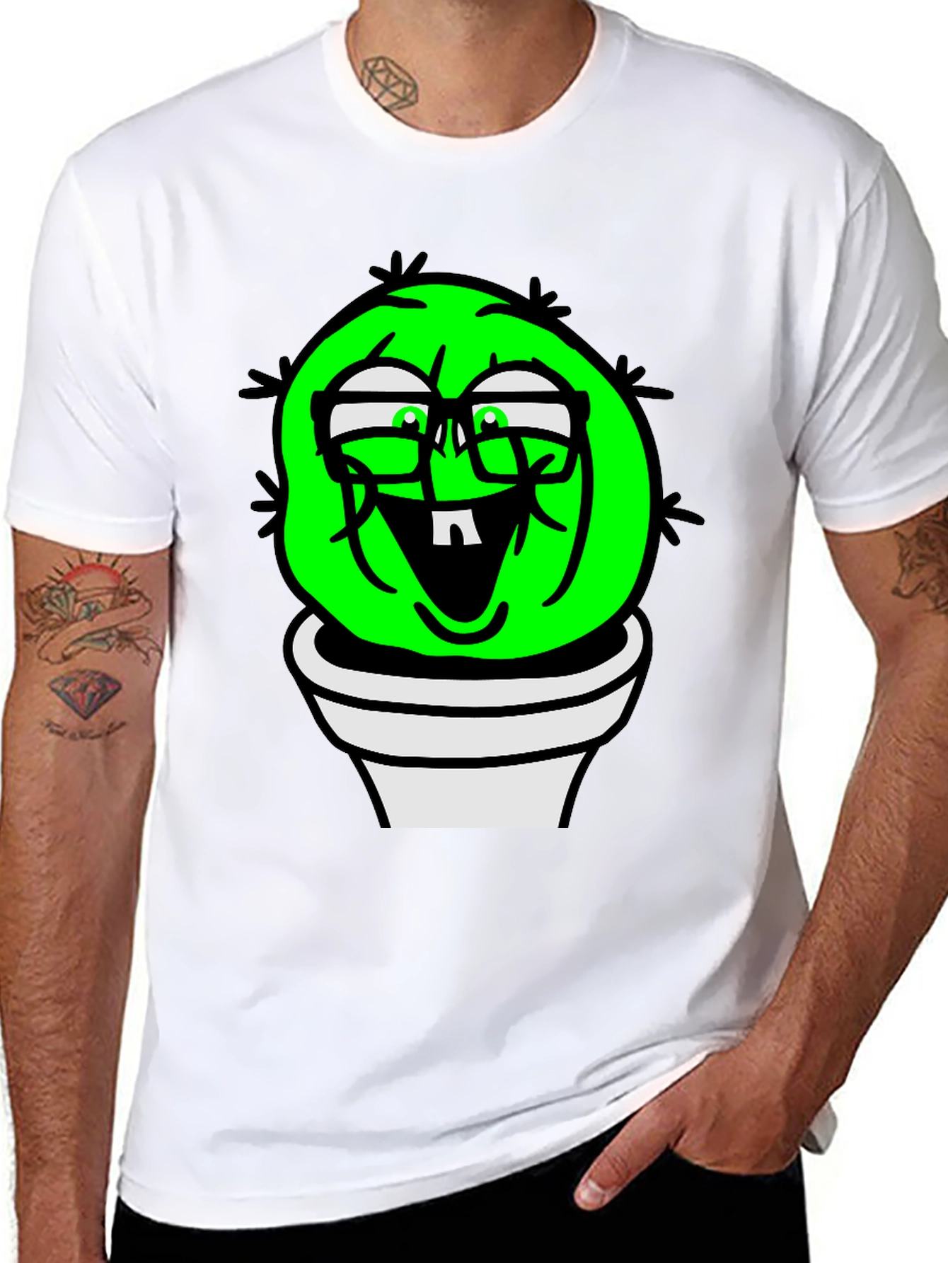 Funny Cactus Plant T-Shirt - Black Graphic Tee