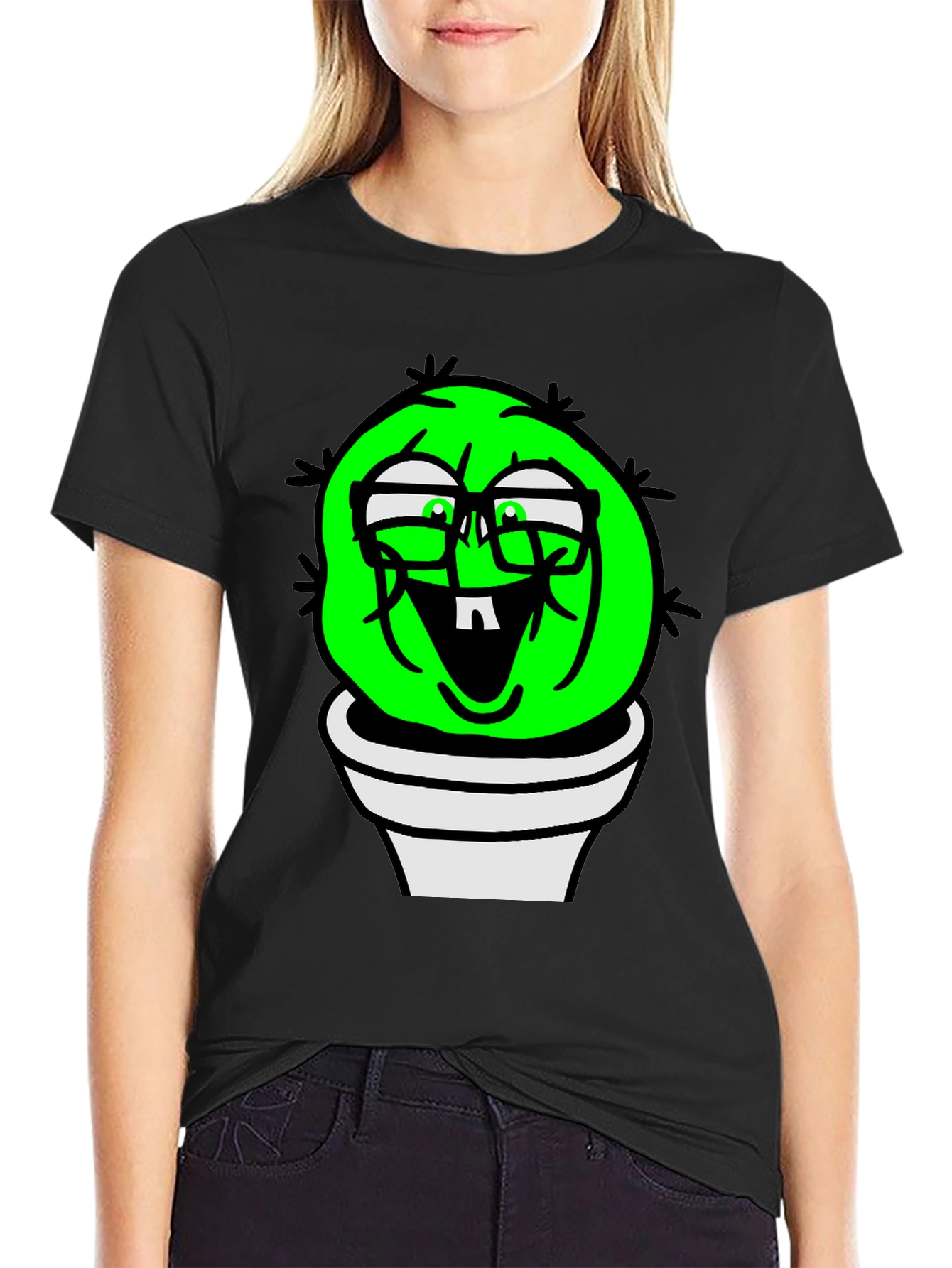 Funny Cactus Plant T-Shirt - Black Graphic Tee