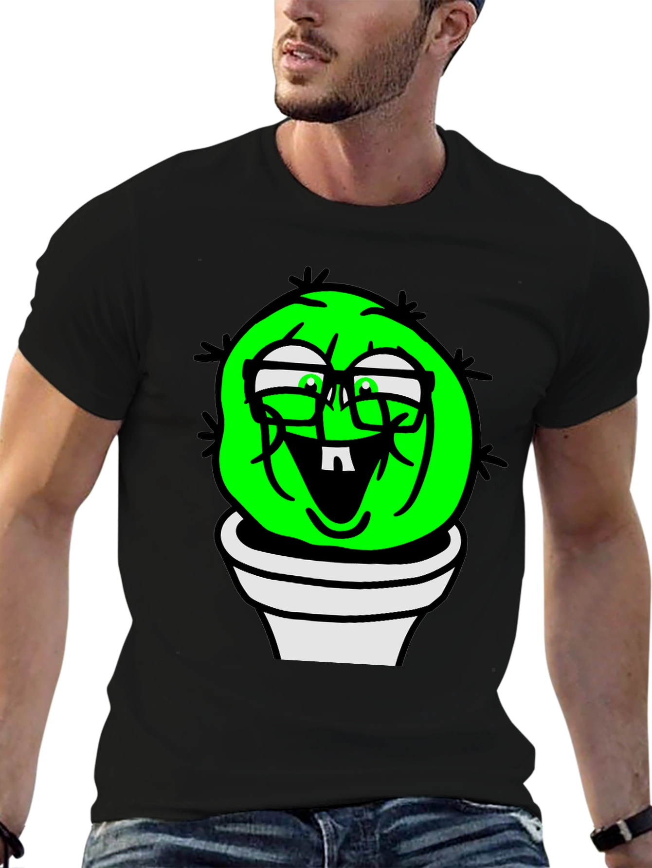 Funny Cactus Plant T-Shirt - Black Graphic Tee