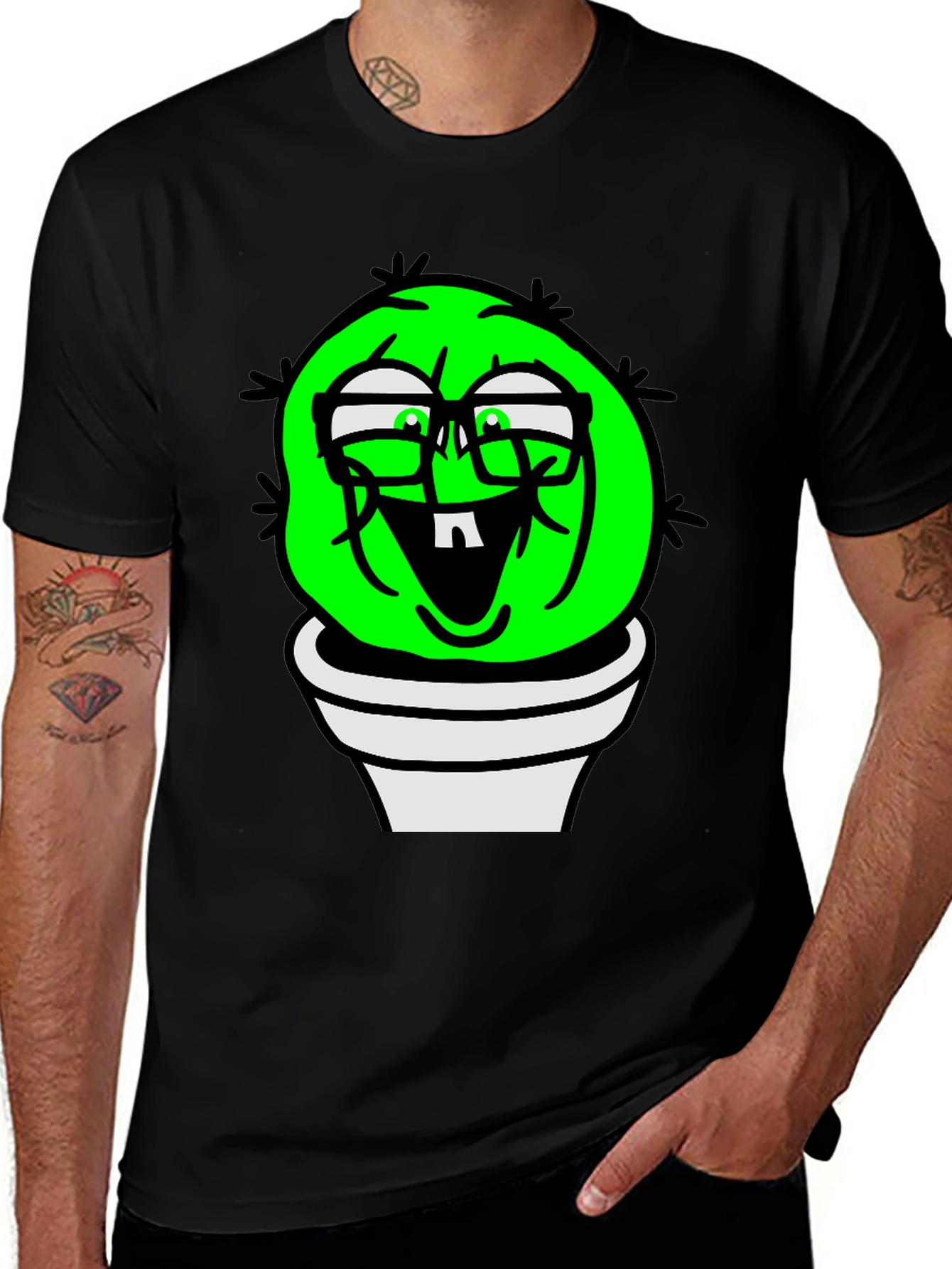 Funny Cactus Plant T-Shirt - Black Graphic Tee
