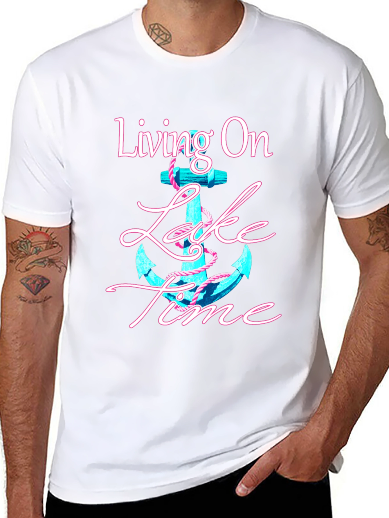 Living On Lake Time Anchor Graphic Tee