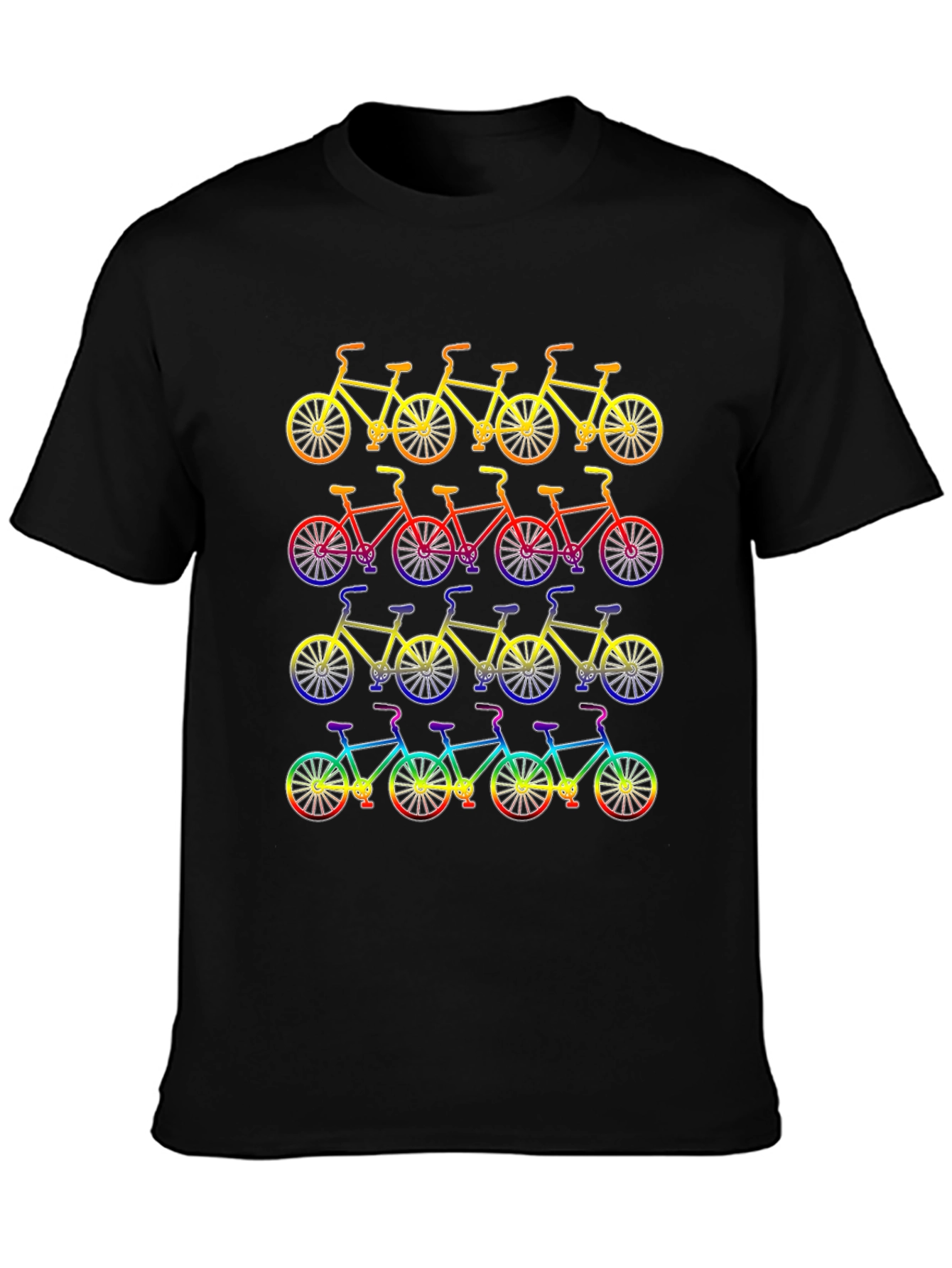 Mens Black Bike Pattern T-Shirt