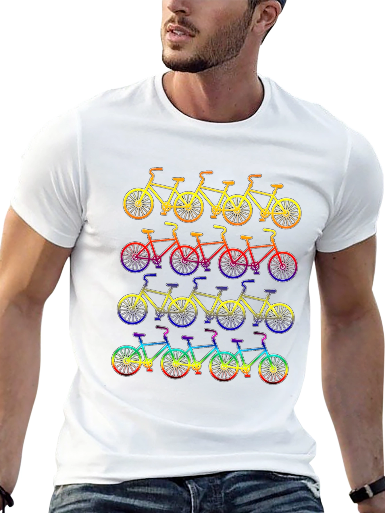 Mens Black Bike Pattern T-Shirt