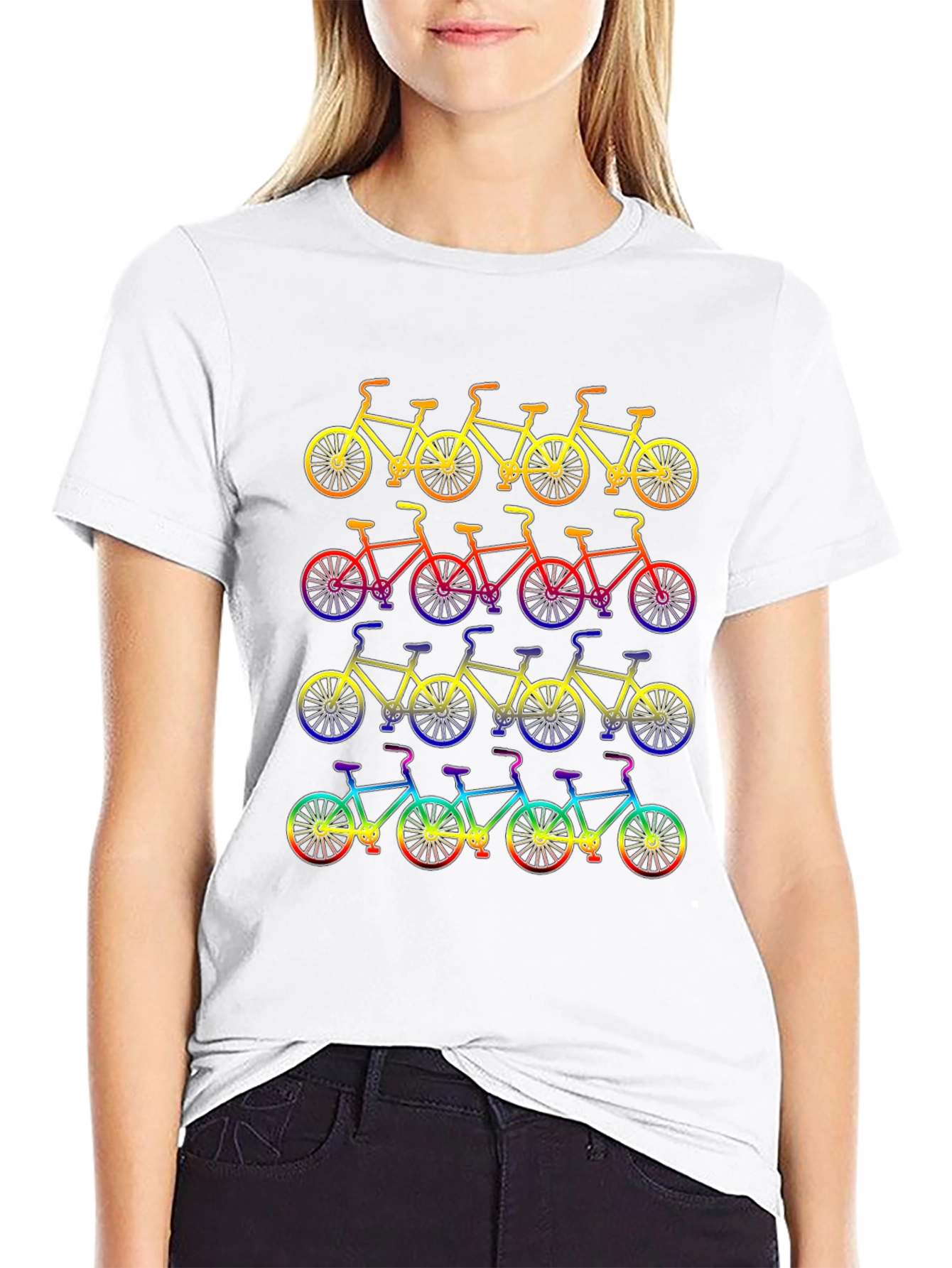 Mens Black Bike Pattern T-Shirt