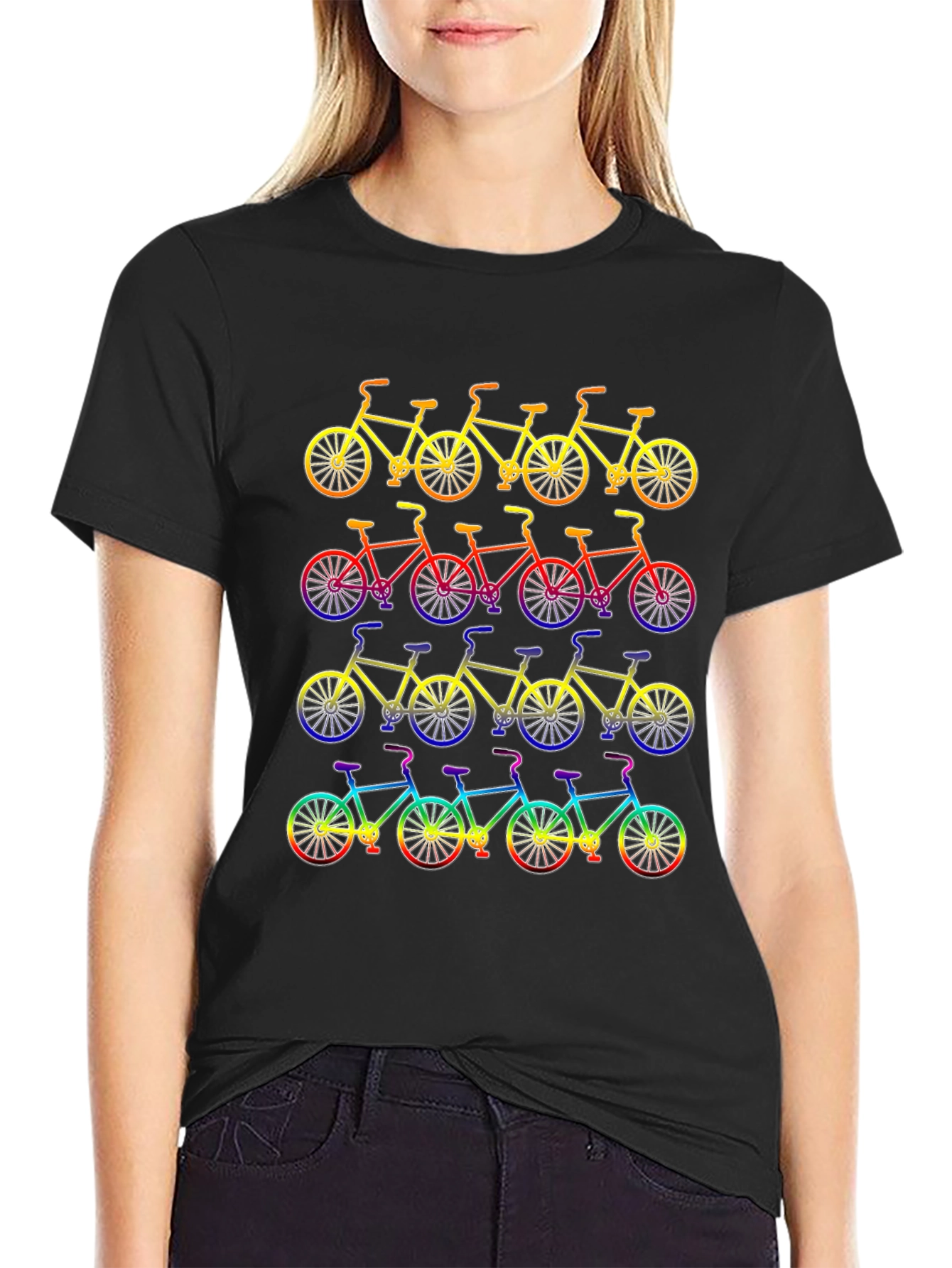 Mens Black Bike Pattern T-Shirt