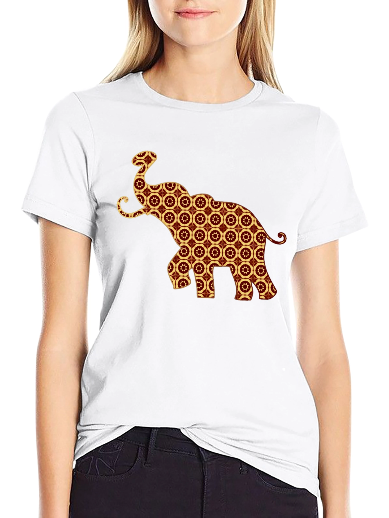 Elephant Pattern T-Shirt - Unique Graphic Tee