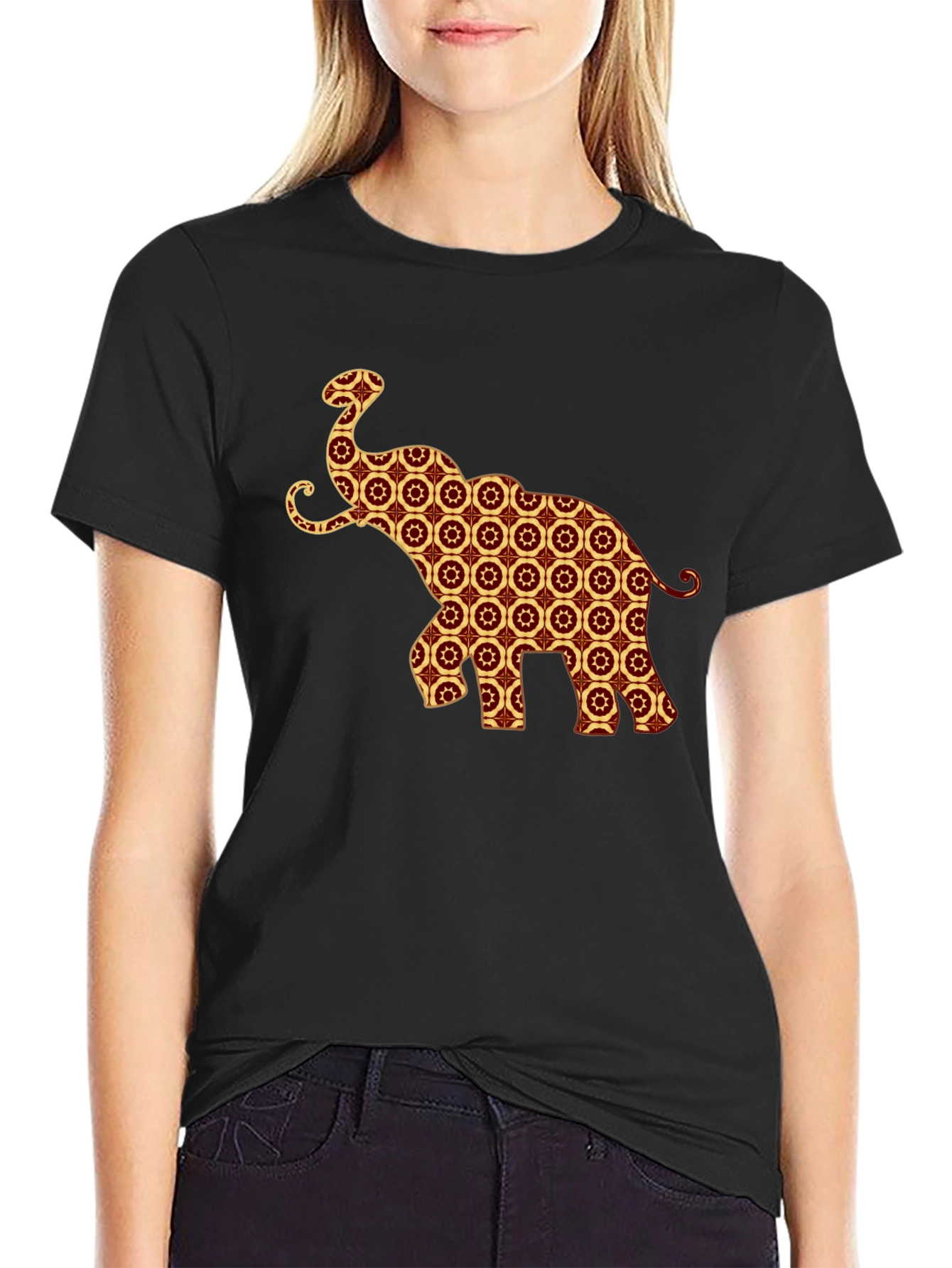 Elephant Pattern T-Shirt - Unique Graphic Tee