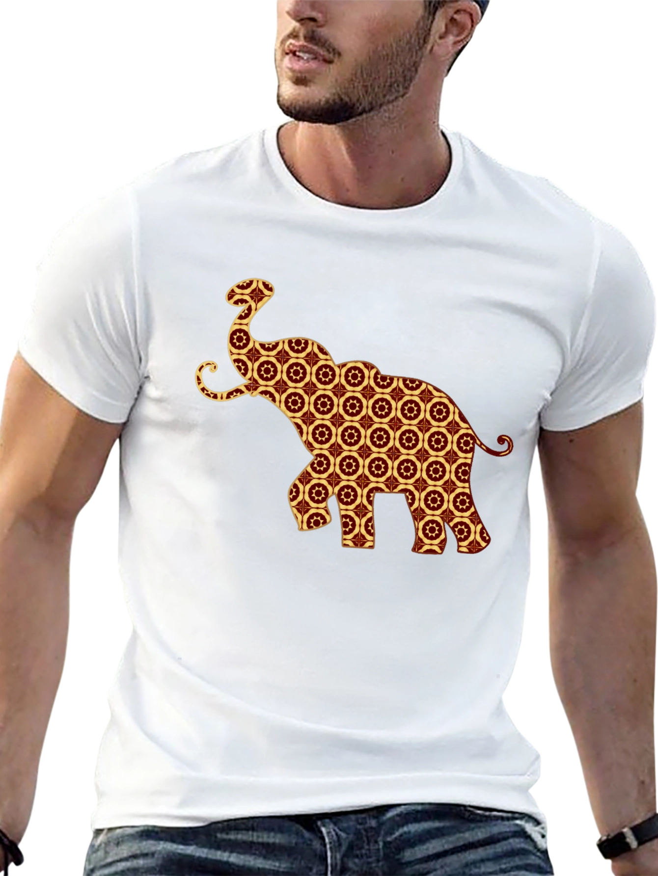 Elephant Pattern T-Shirt - Unique Graphic Tee